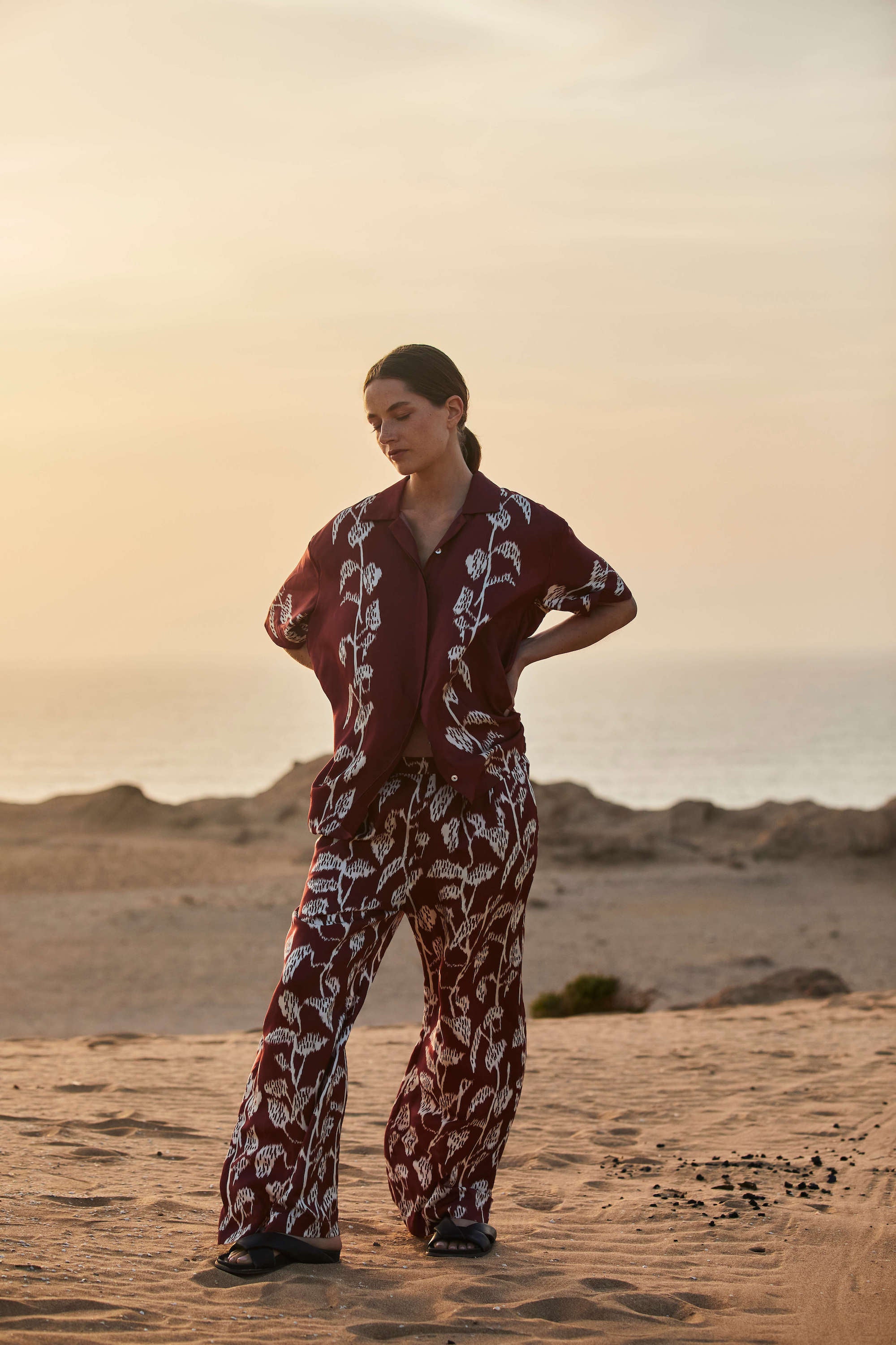 Montauk Shirt Burgundy Vine Silk Twill