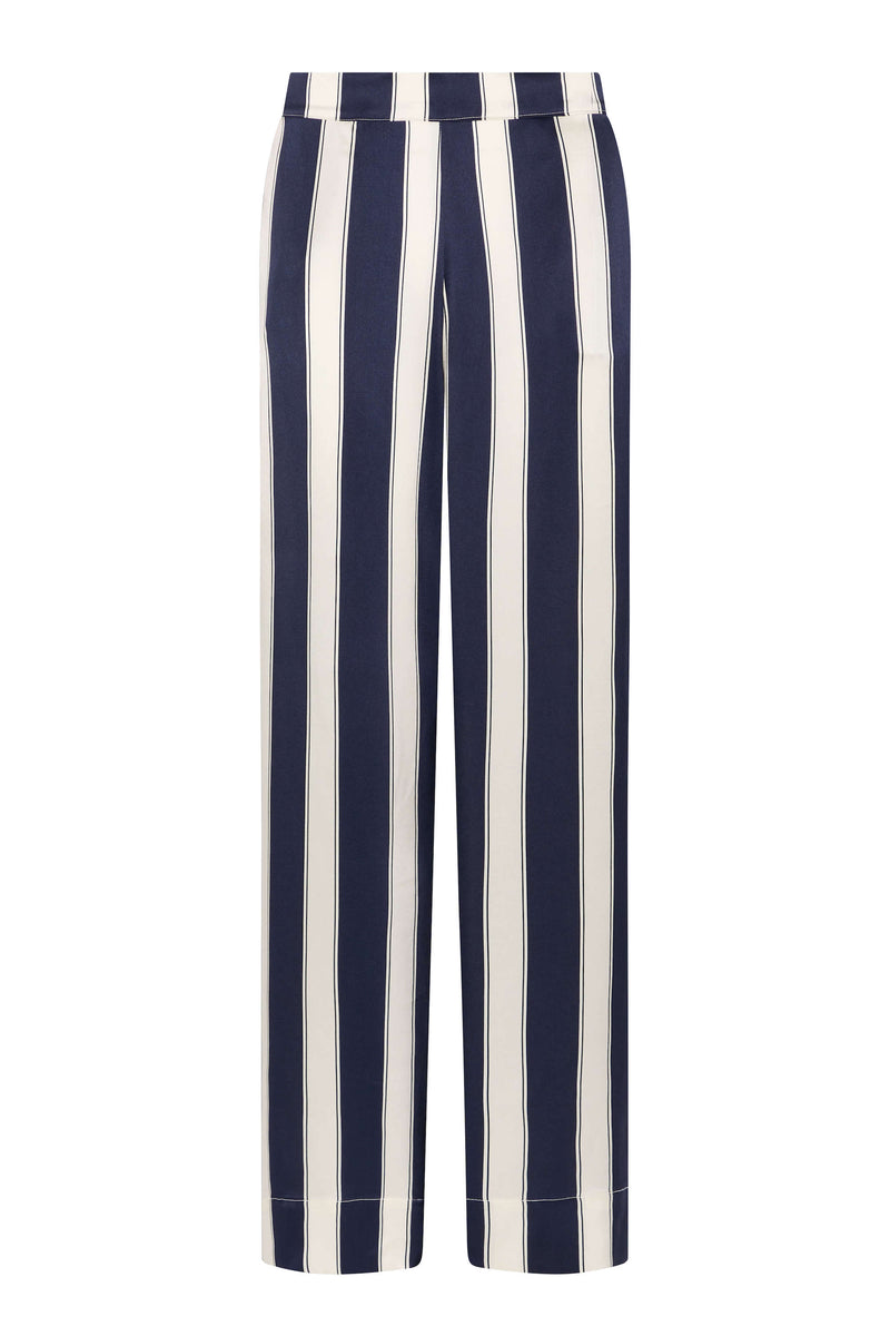 London Pyjama Bottom Midnight Bold Stripe Silk Charmeuse