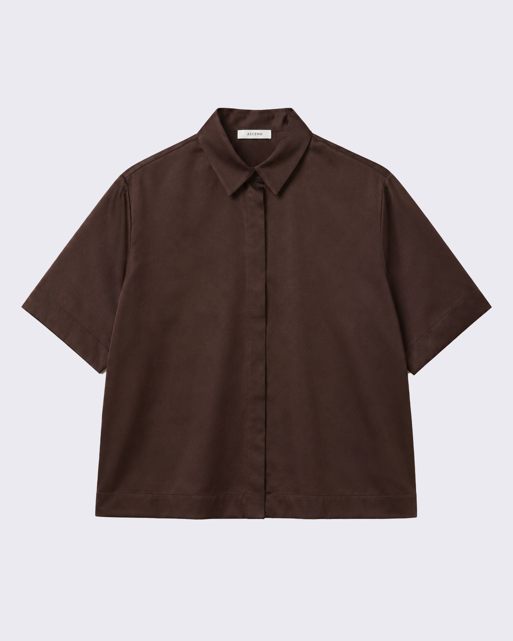 Short Sleeve Shirt Espresso Silk Twill