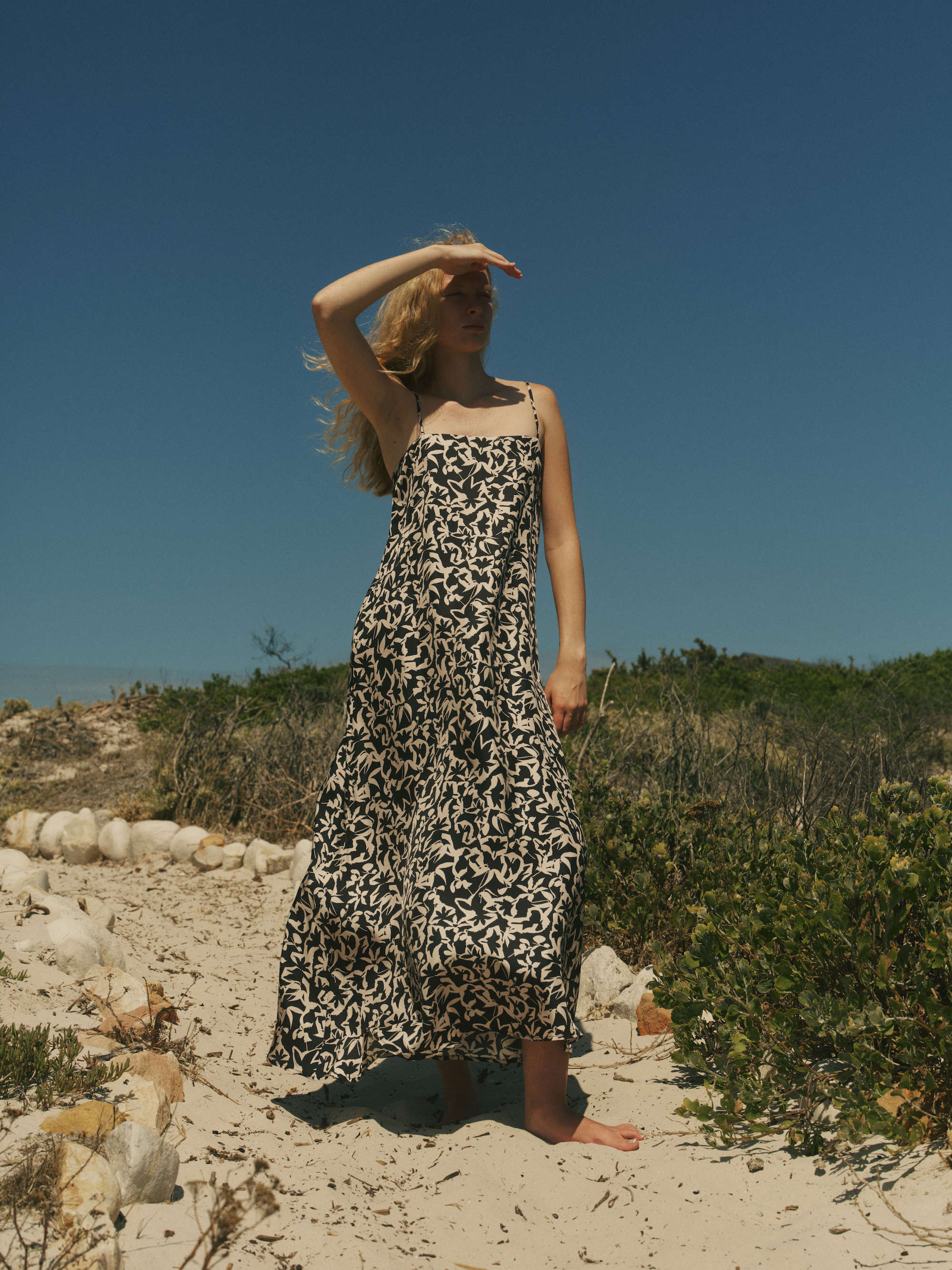 Melfi Dress Abstract Garden Black Silk Twill