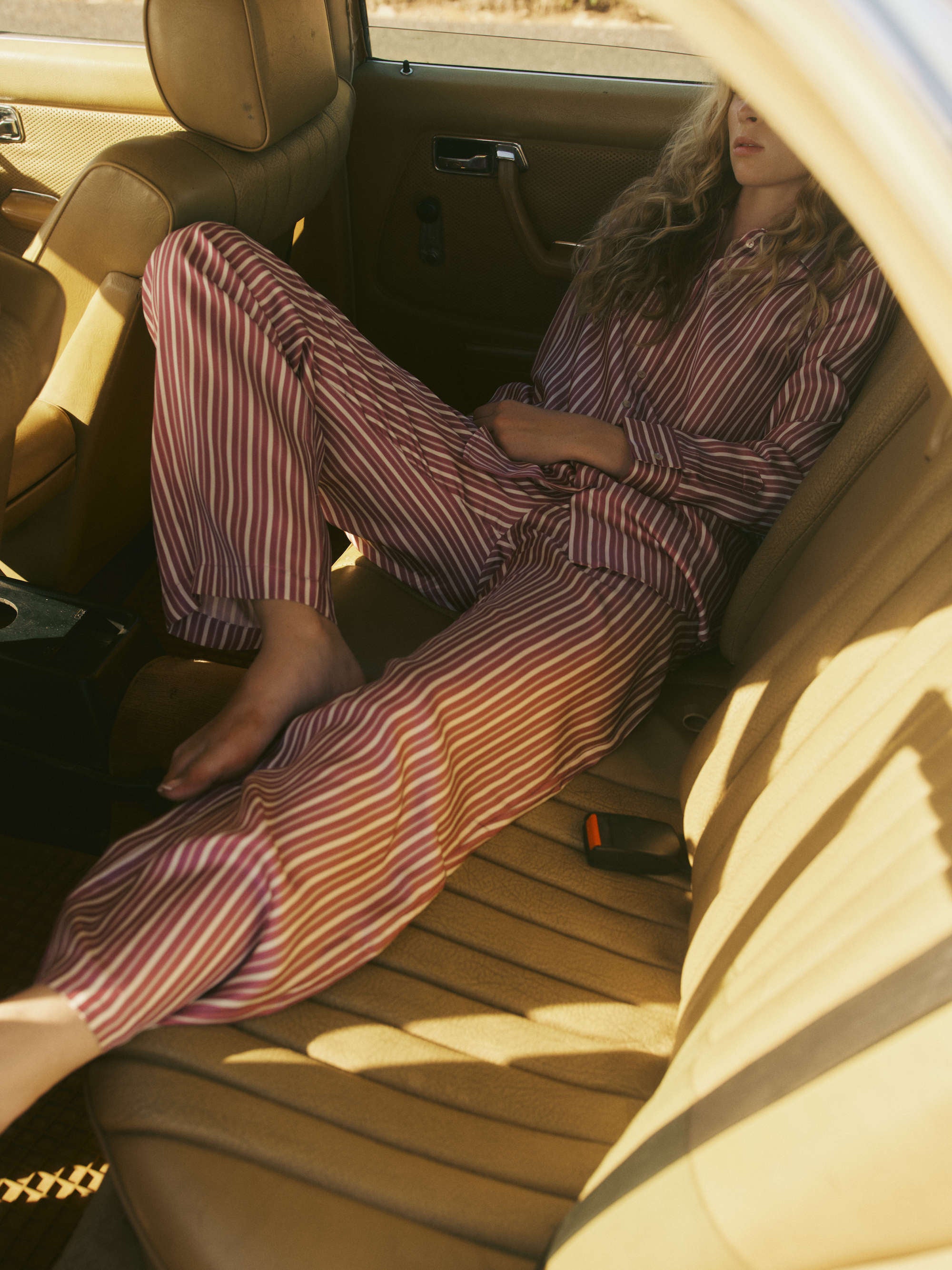 Aurelia Trouser Rose Pink Stripe Silk Twill
