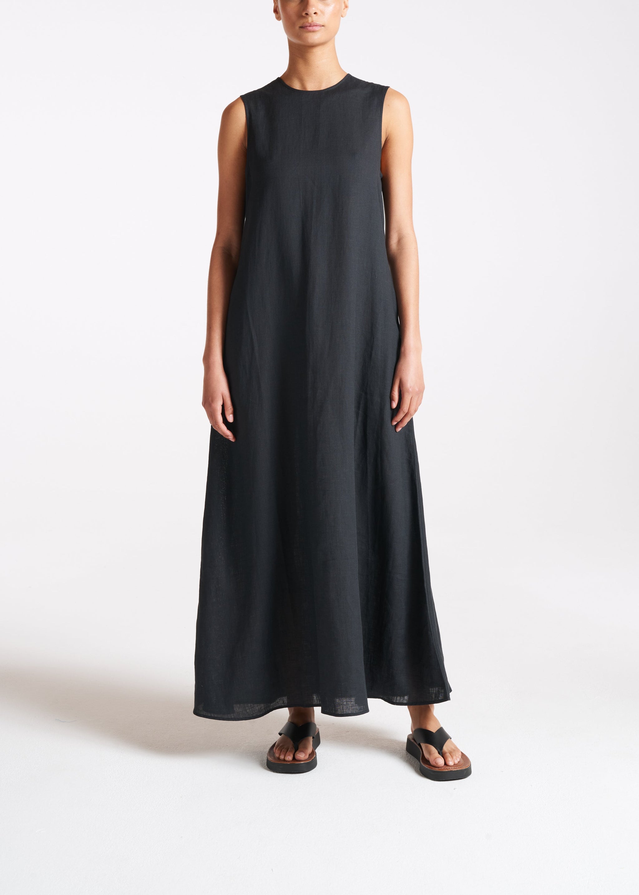 Tallin Black Linen Maxi Dress