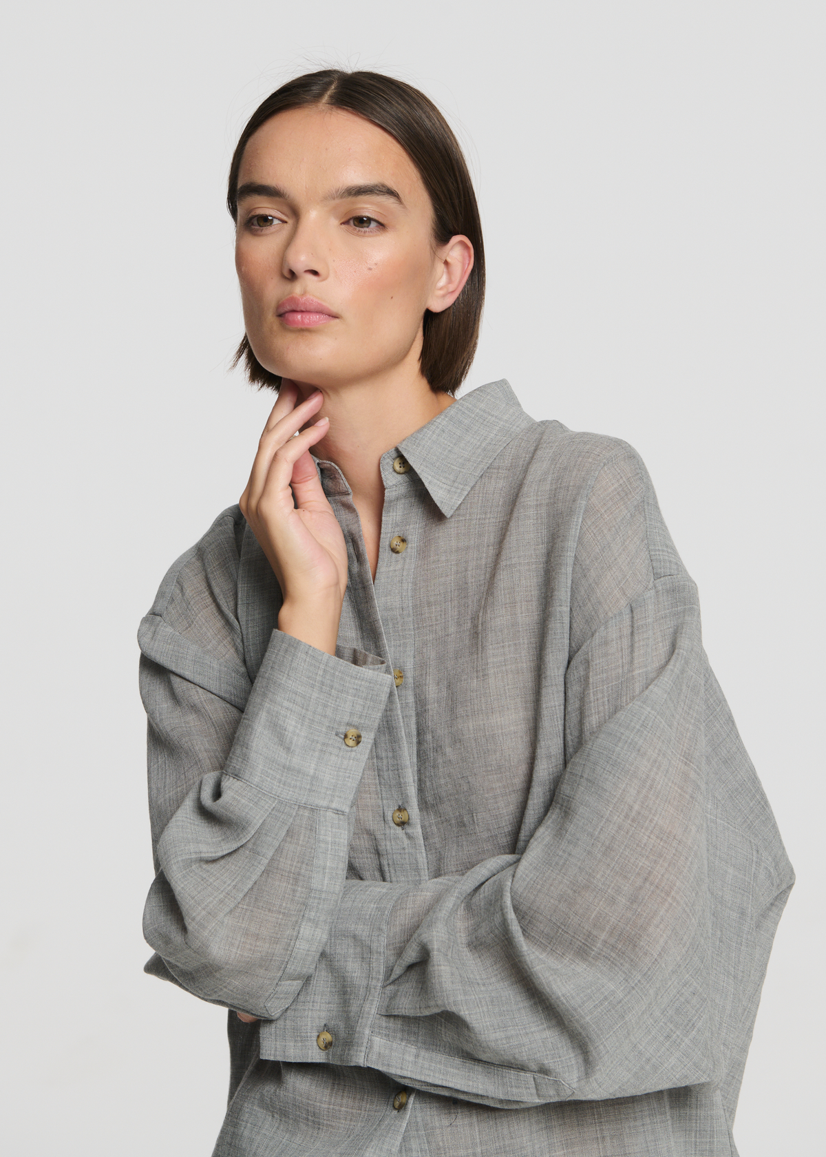 Georgia Shirt Light Grey 100% Virgin Wool