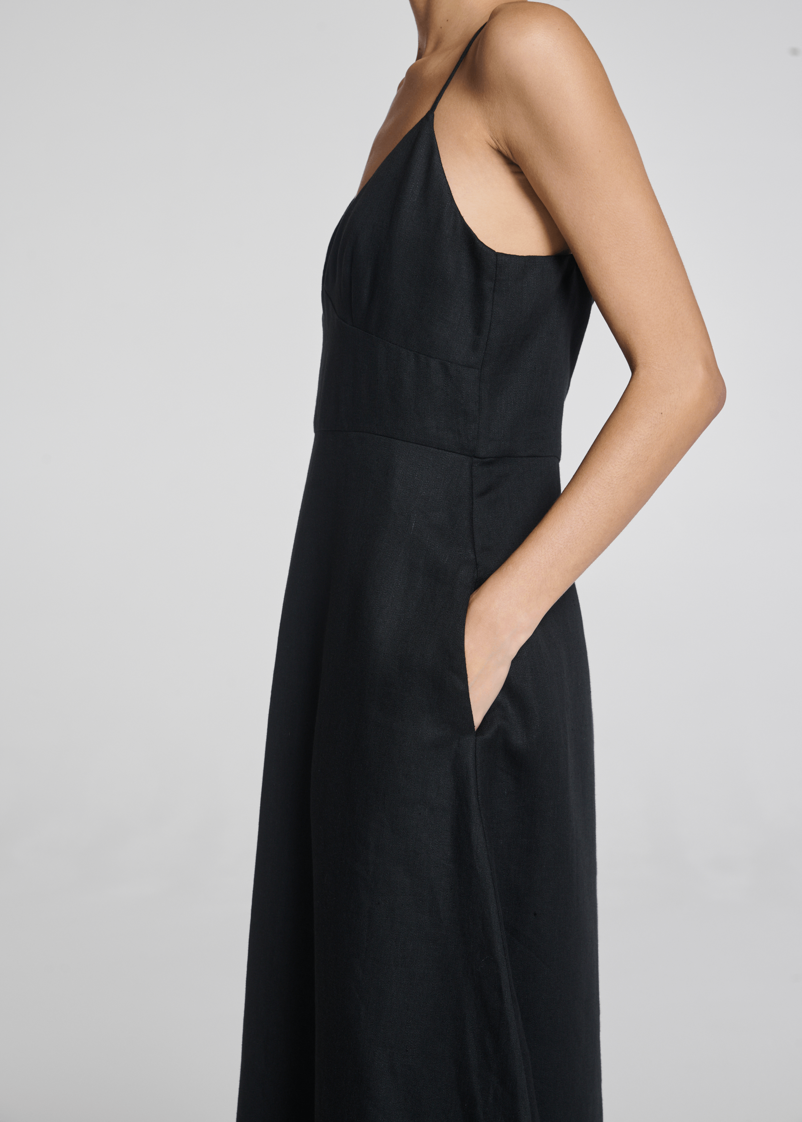 Ida Dress Black Heavy Linen