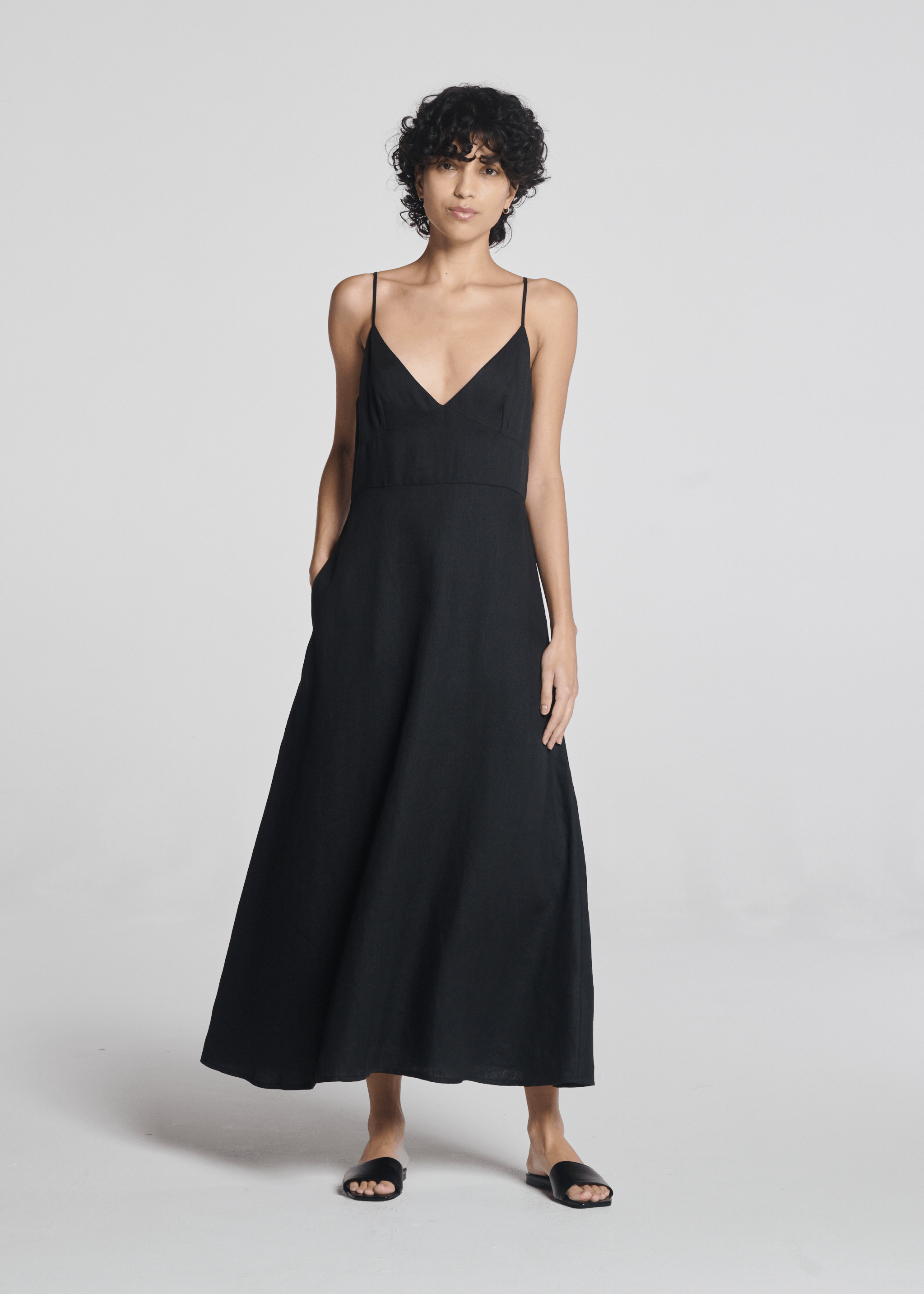 Ida Dress Black Heavy Linen