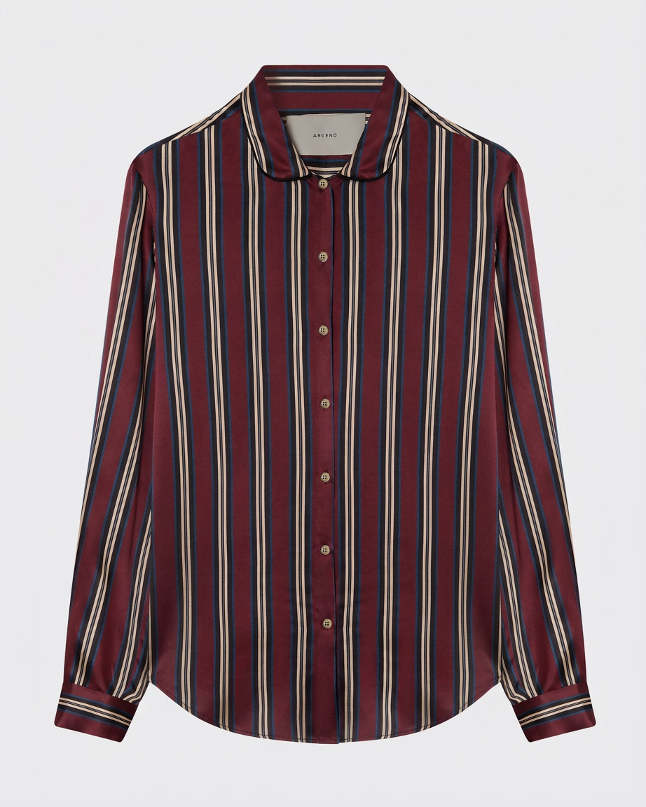 Jura Shirt Burgundy Stripe Silk Charmeuse