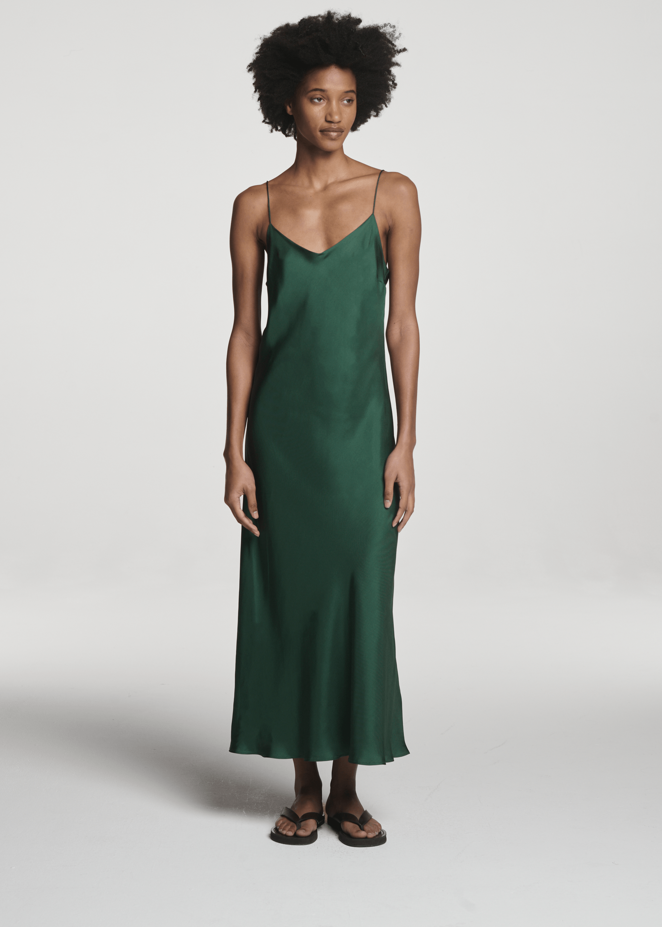 Lille Dress Fern Green Silk Twill