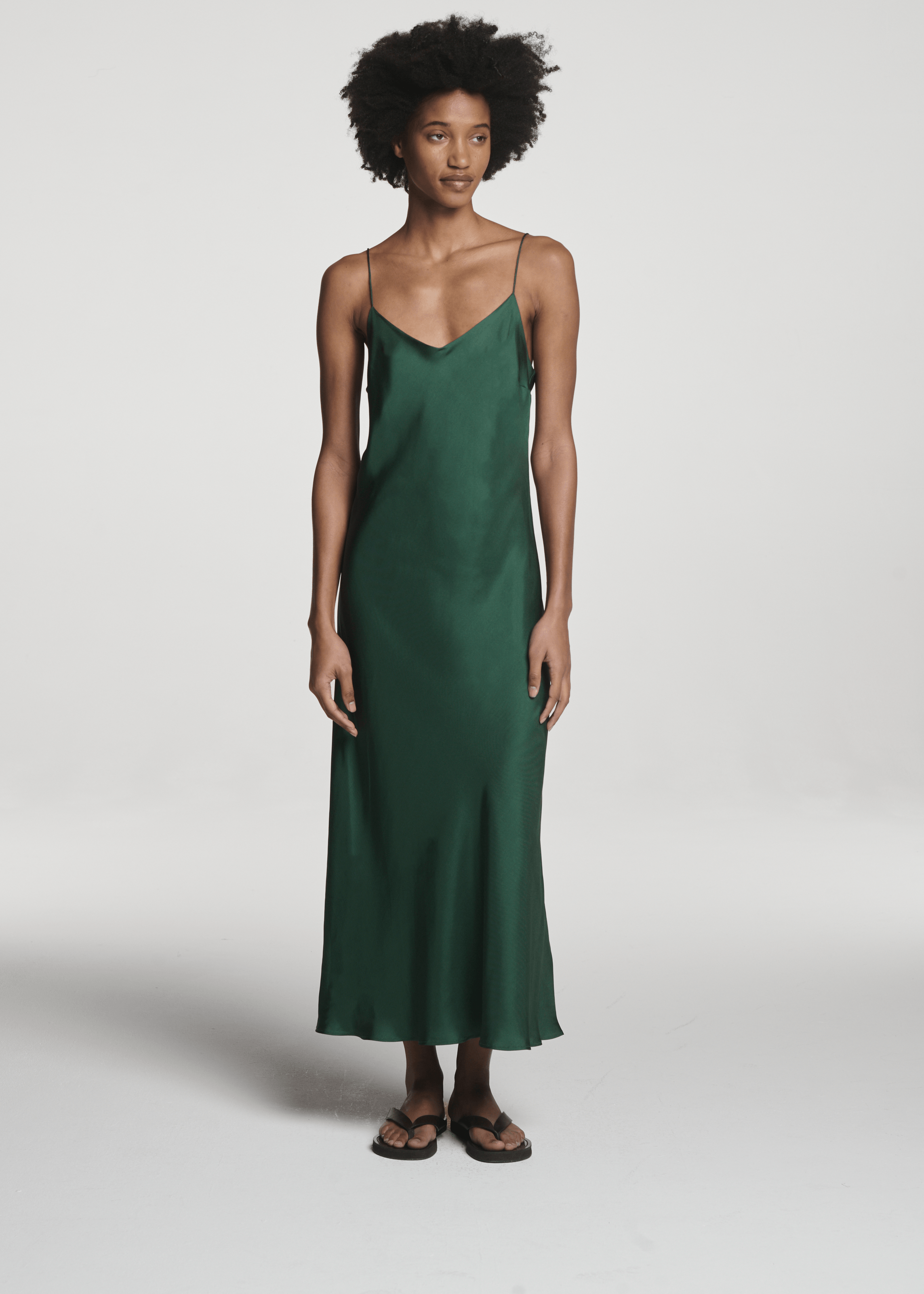 Lille Dress Fern Green Silk Twill