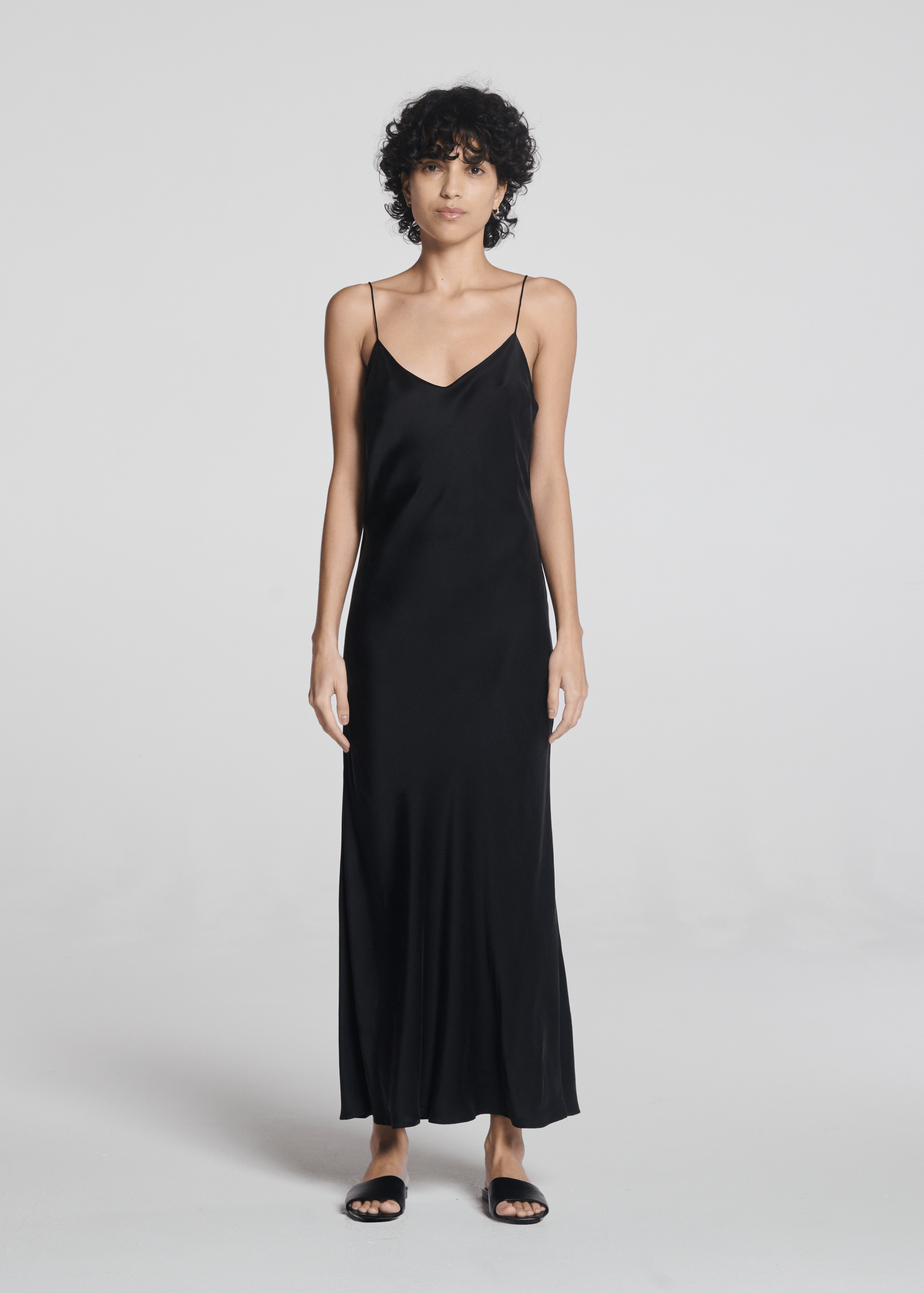 Lyon Slip Dress Black Silk