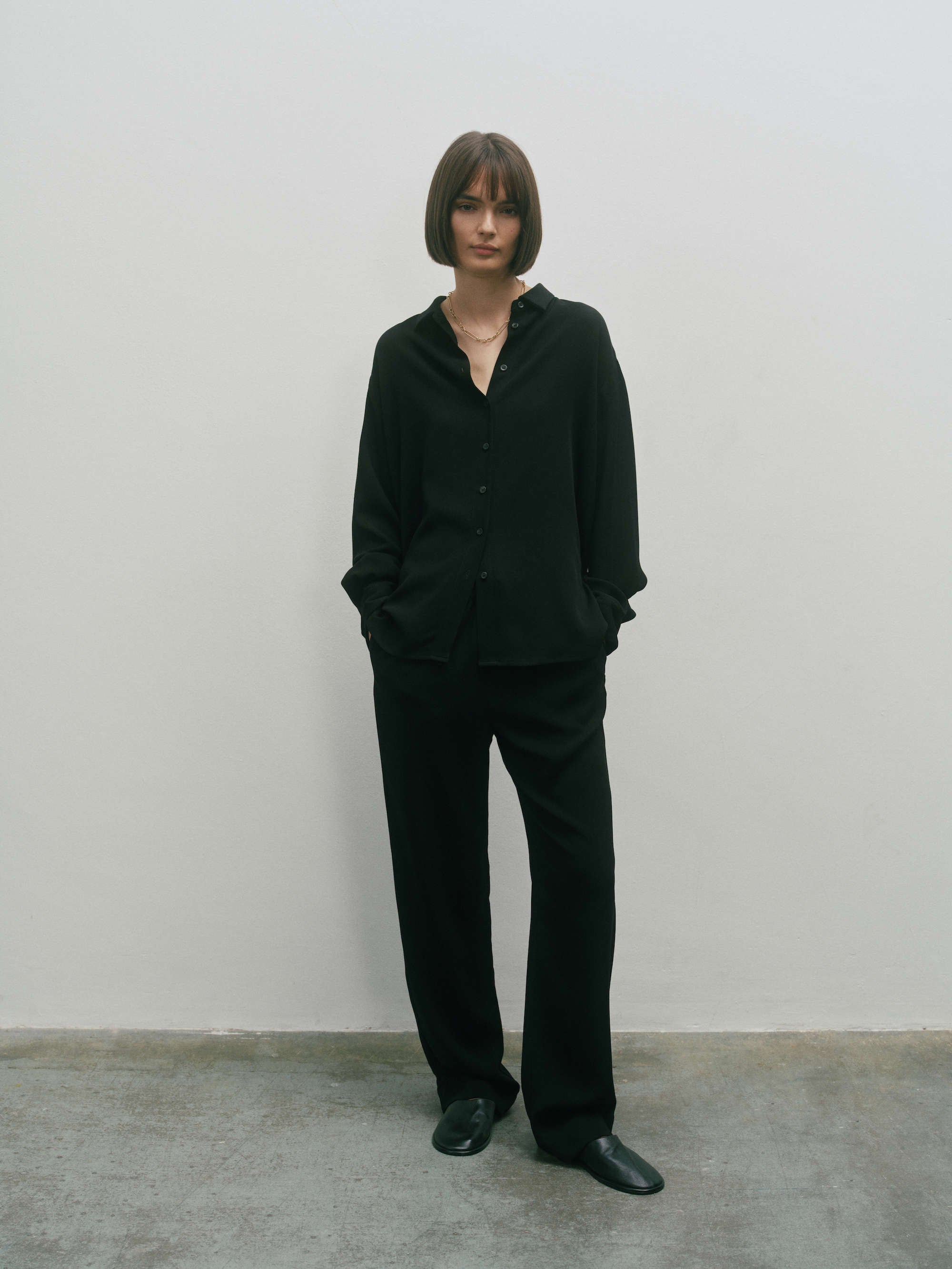 Aurelia Trouser Black Textured Viscose Crepe