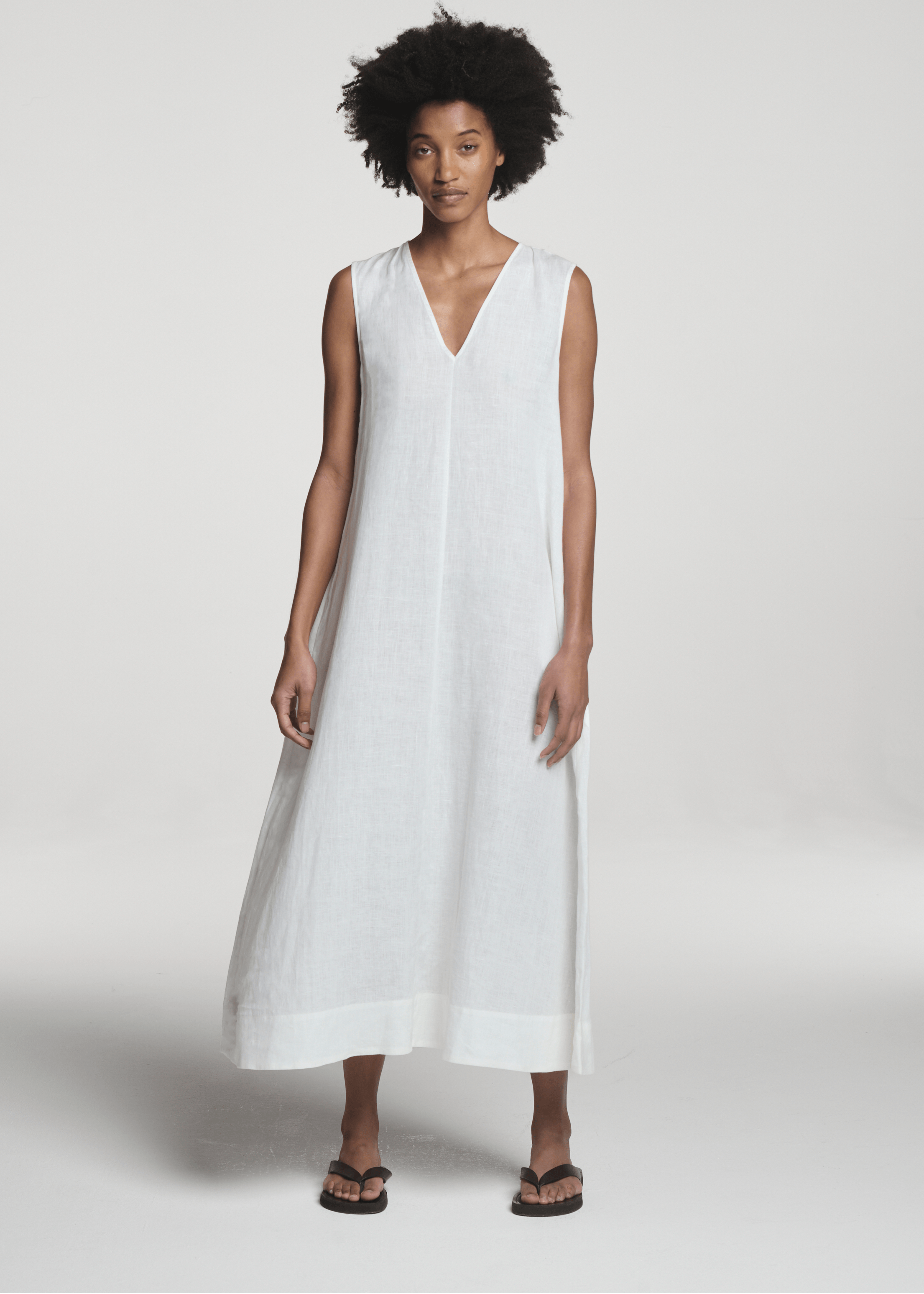 Nisha Dress White Organic Linen