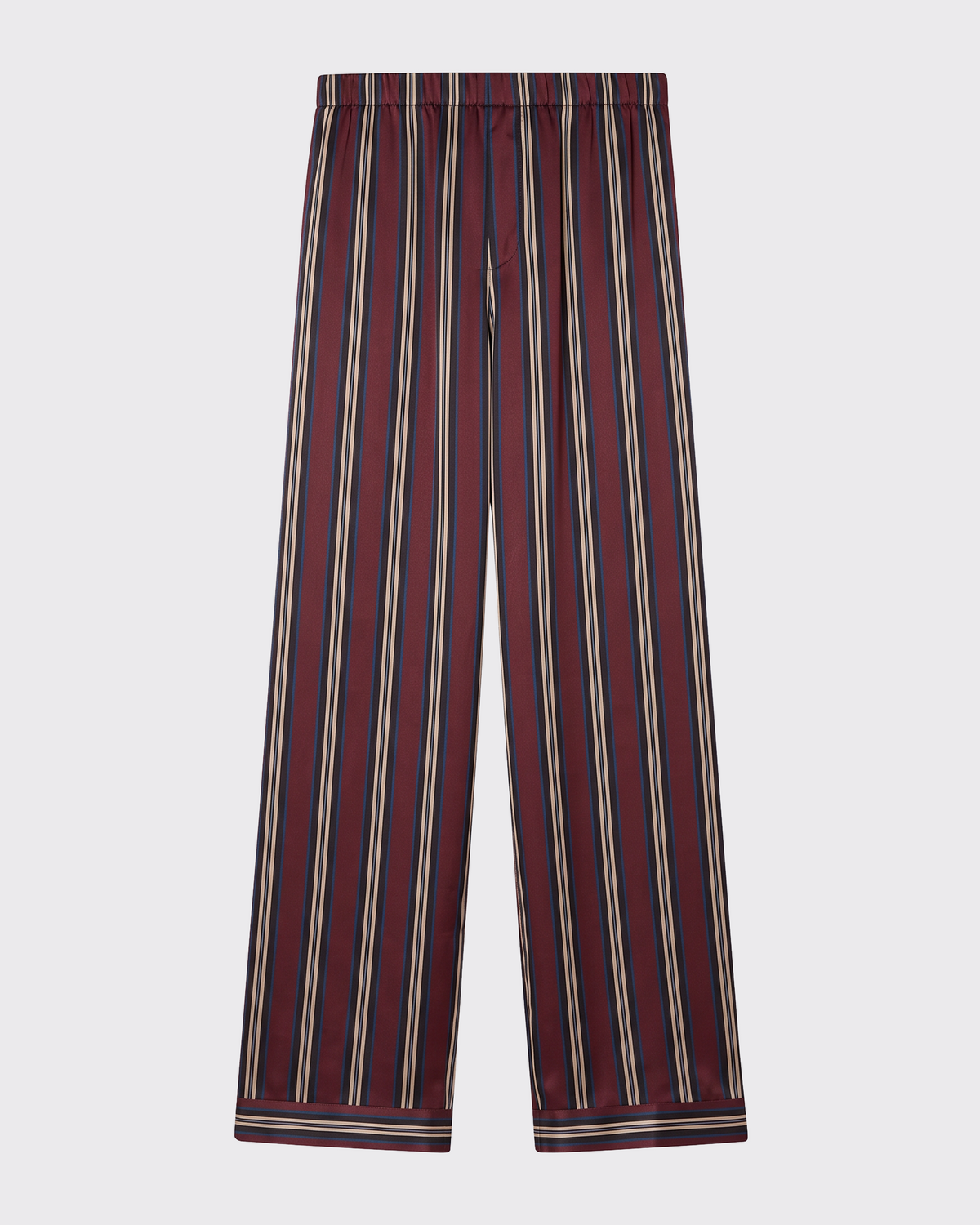 Rosa Trouser Burgundy Stripe Silk Charmeuse