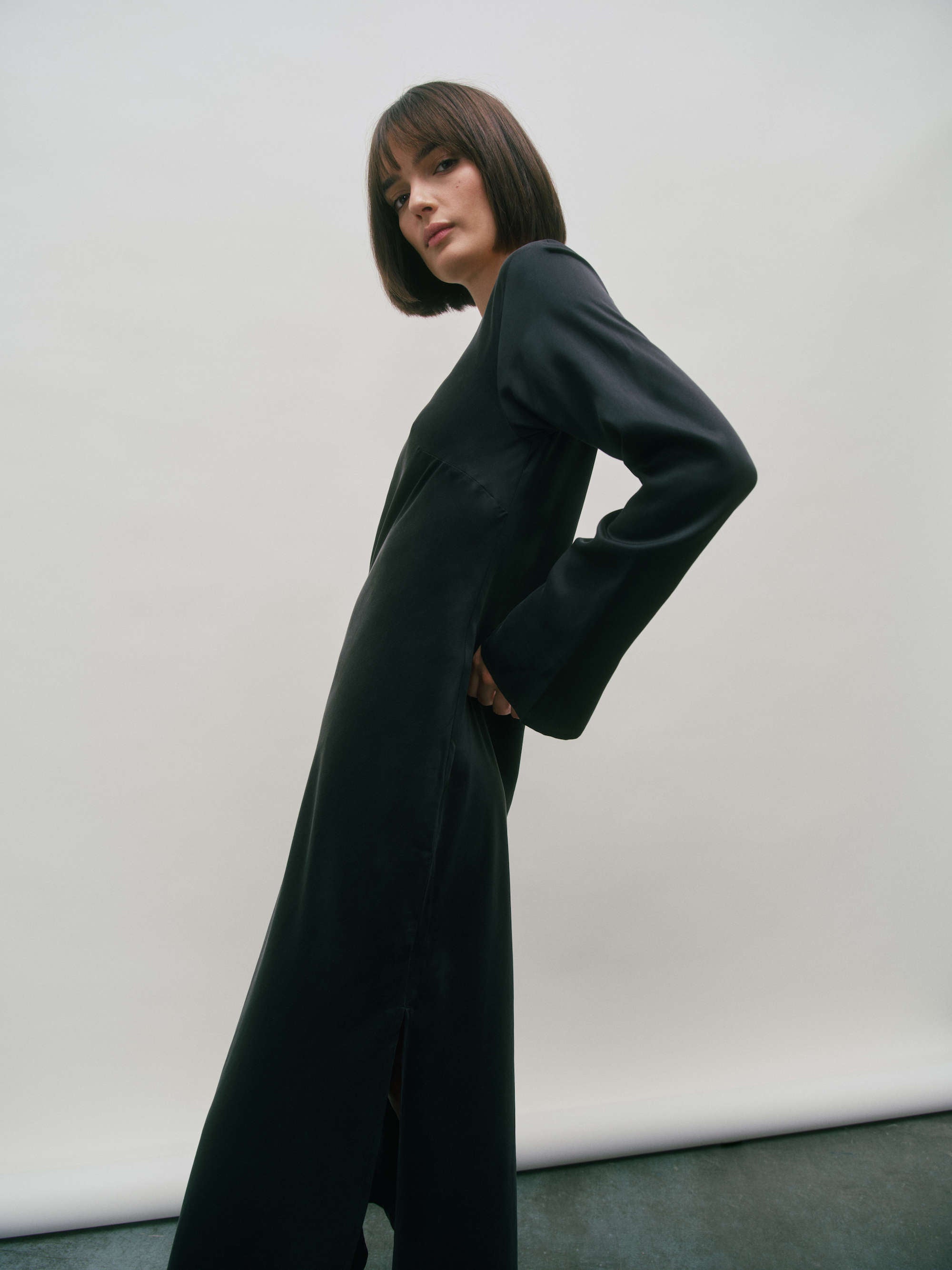 Salina Dress Black Silk Charmeuse