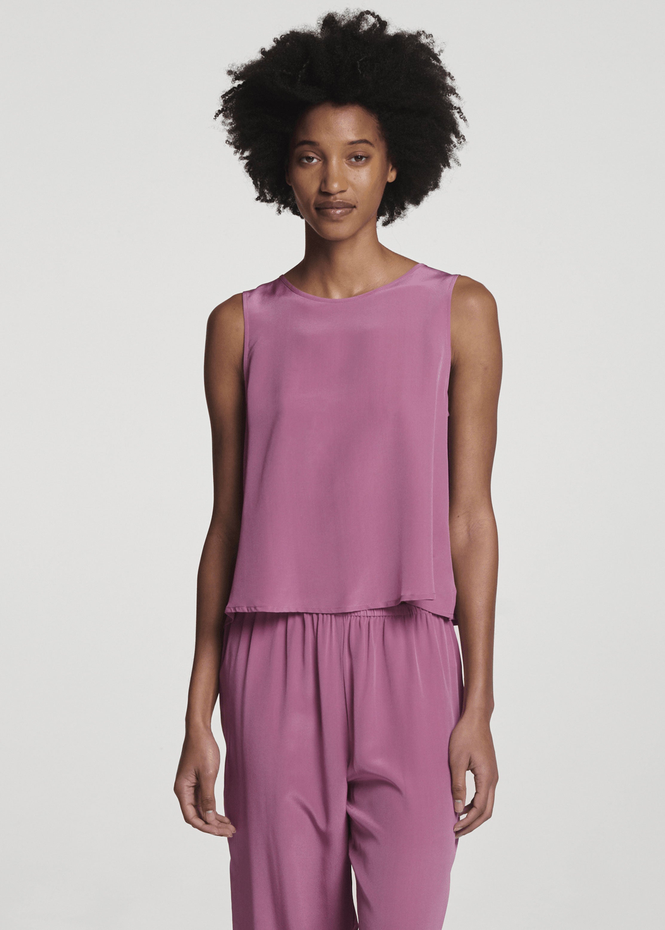 Sofia Top Rose Pink Silk Crepe