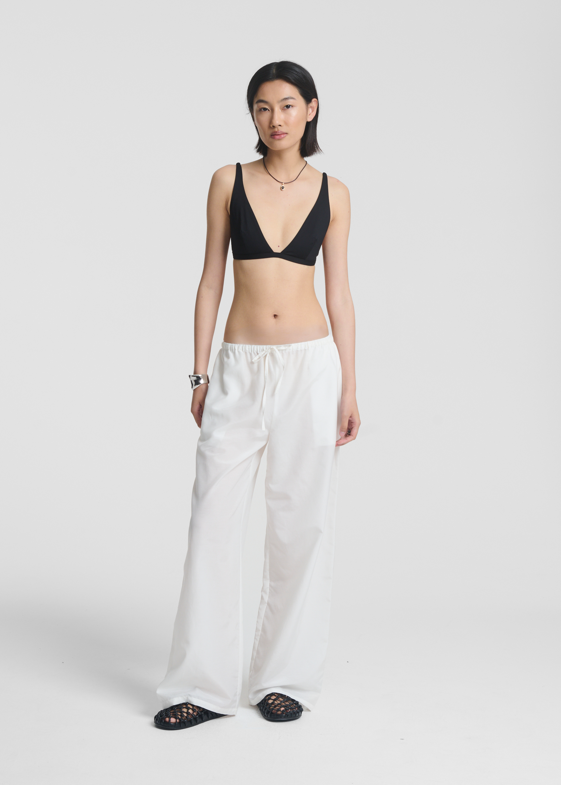 Trouser White Silk Cotton