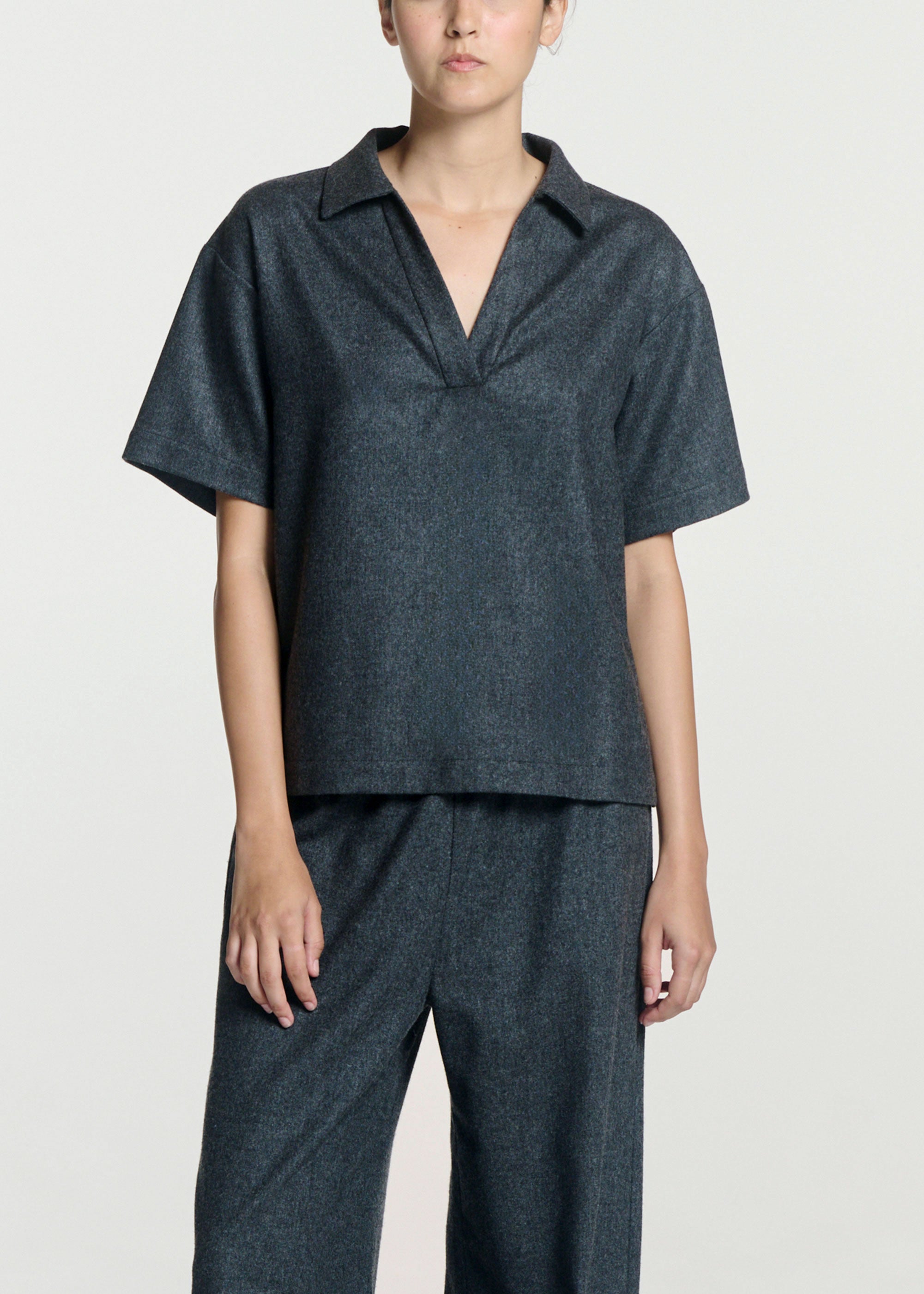 Modena Top Charcoal Wool Cashmere