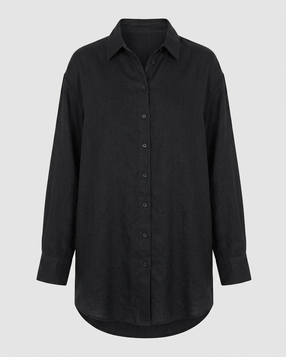 Formentera Oversized Shirt Black Organic Linen