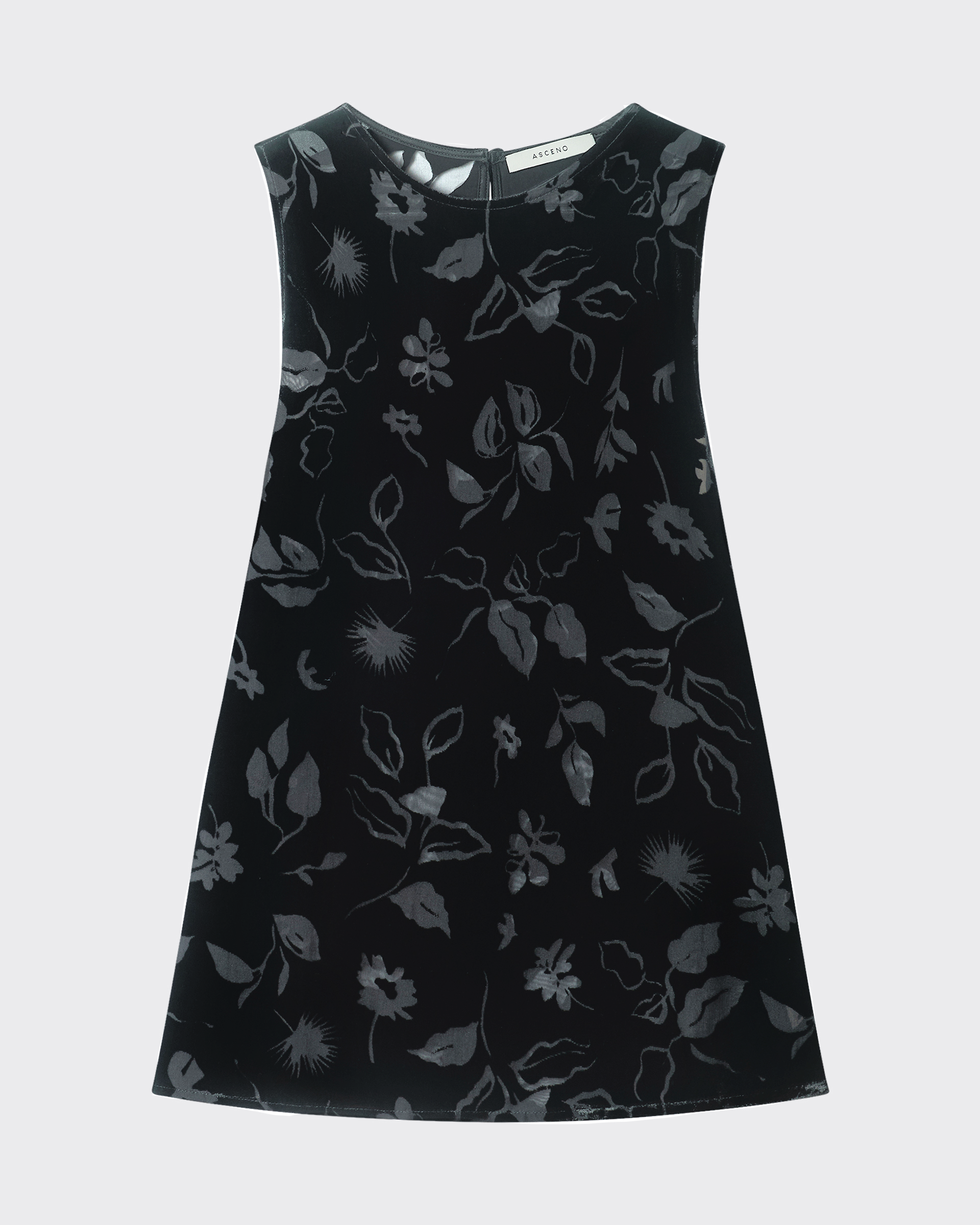 Trento Top Black Foliage Devore Velvet