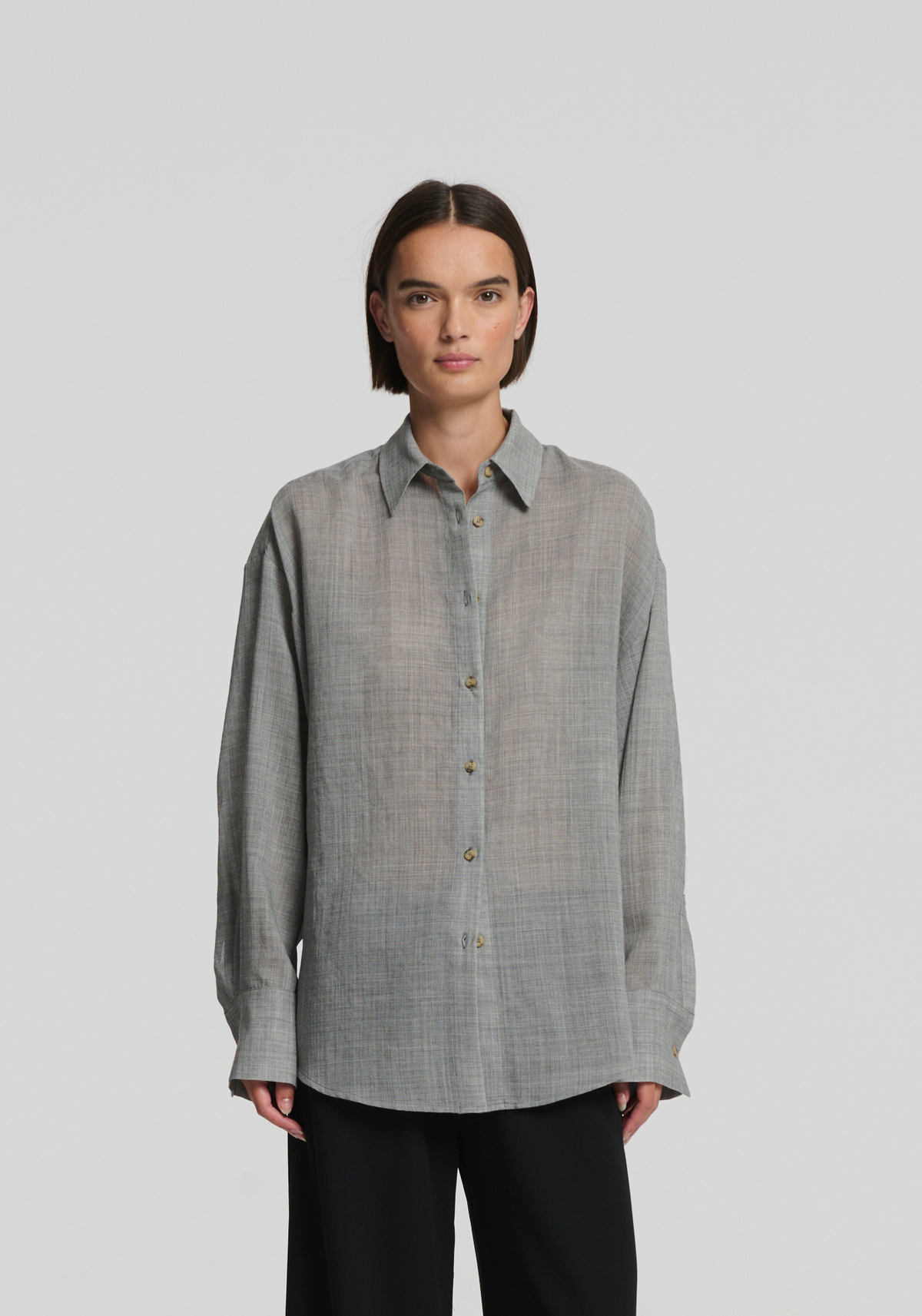 Georgia Shirt Light Grey 100% Virgin Wool