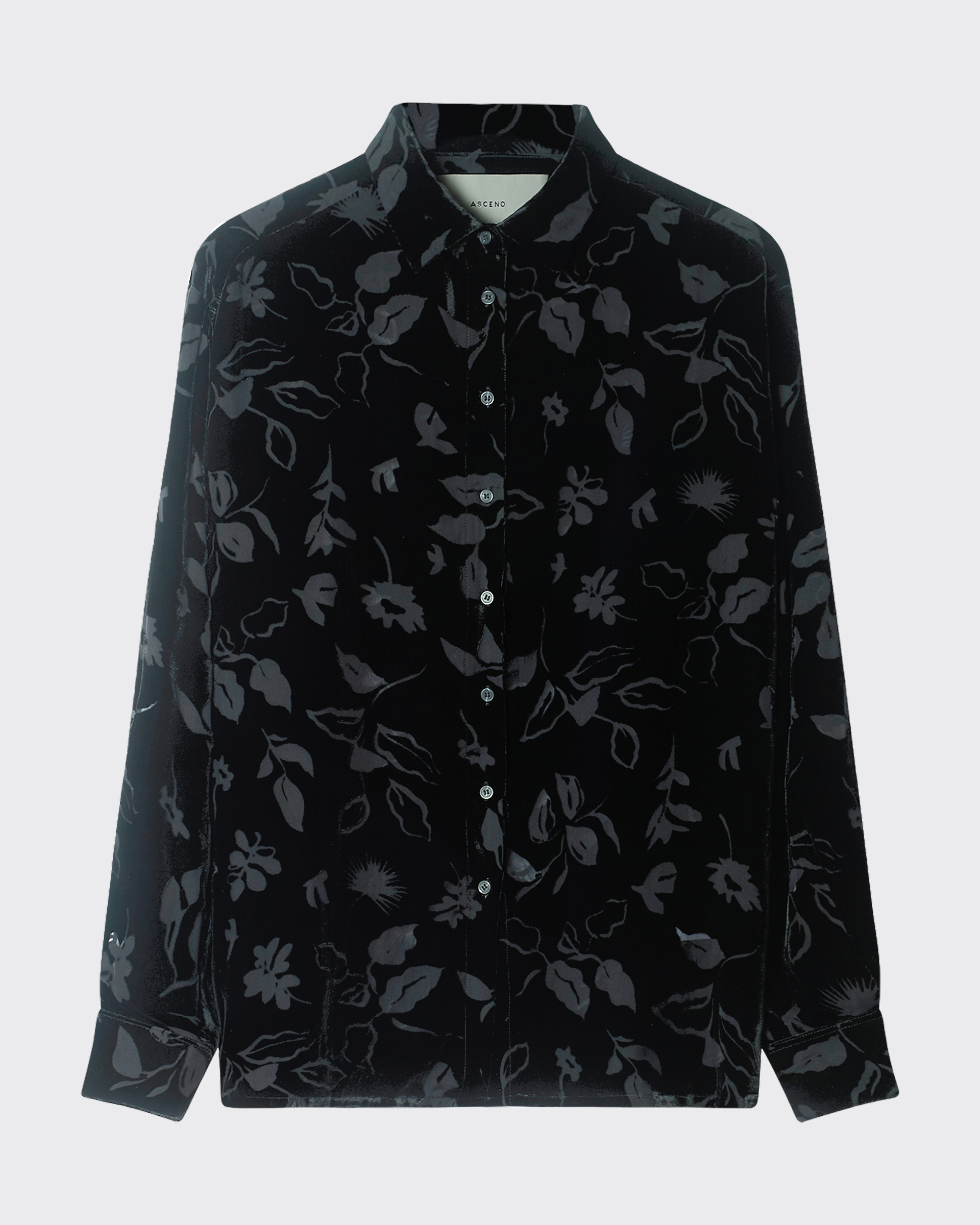 Maya Shirt Black Foliage Devore Velvet