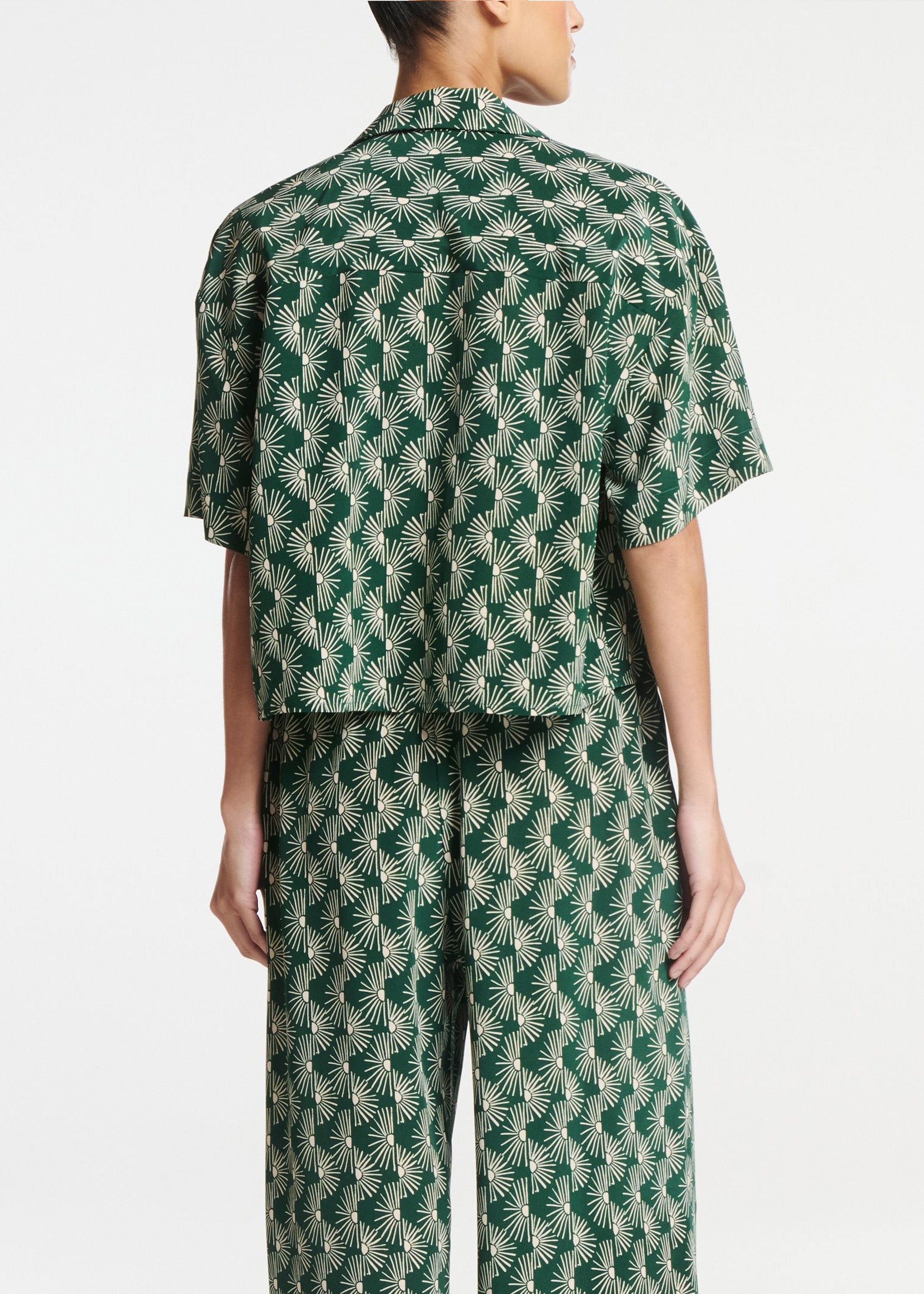 Lincoln Shirt Sunrise Pine Green Silk Crepe