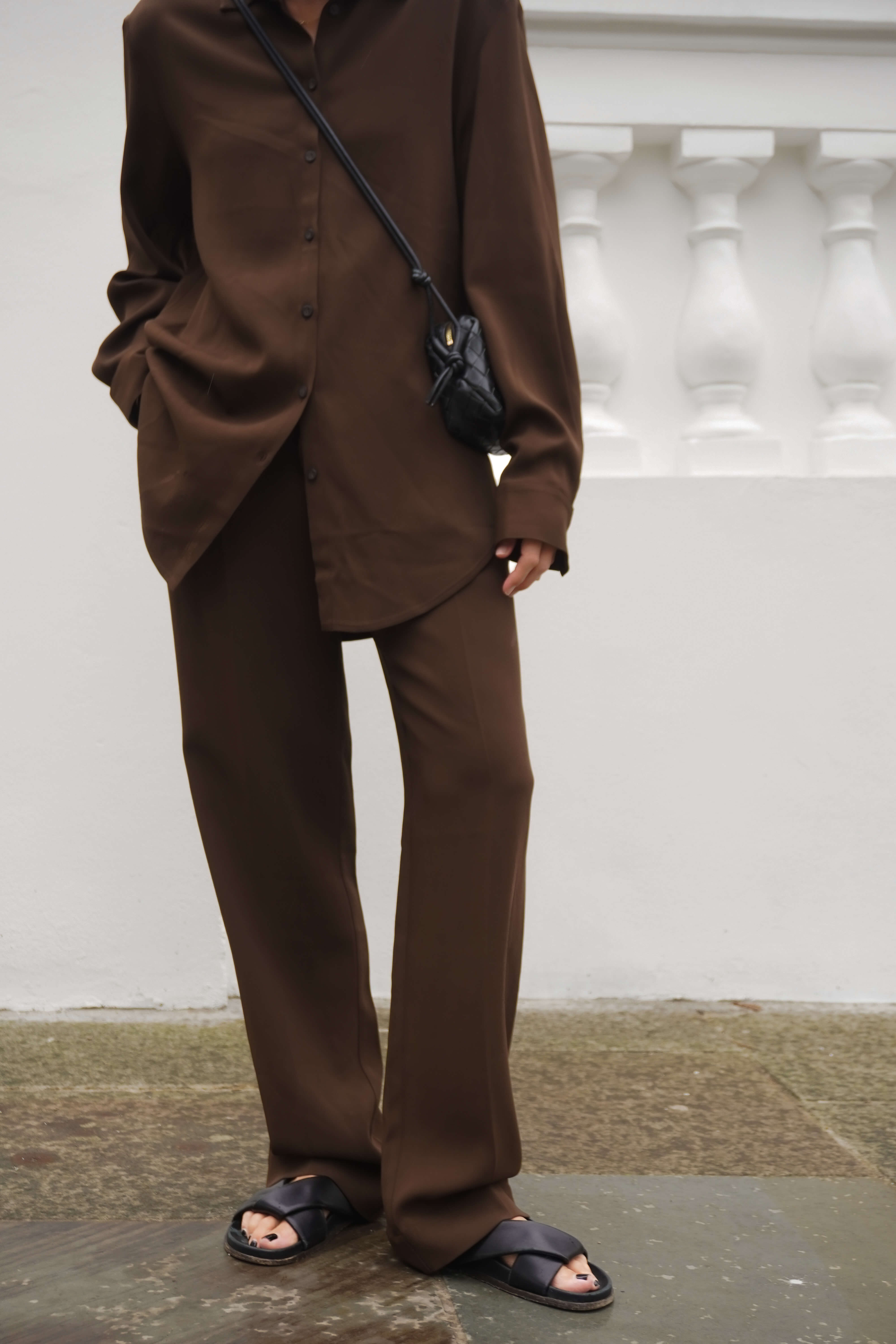 London Shirt Coffee Viscose Crepe