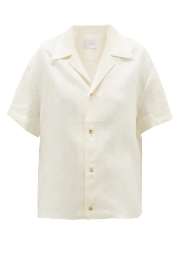 Cream short sleeve linen shirt