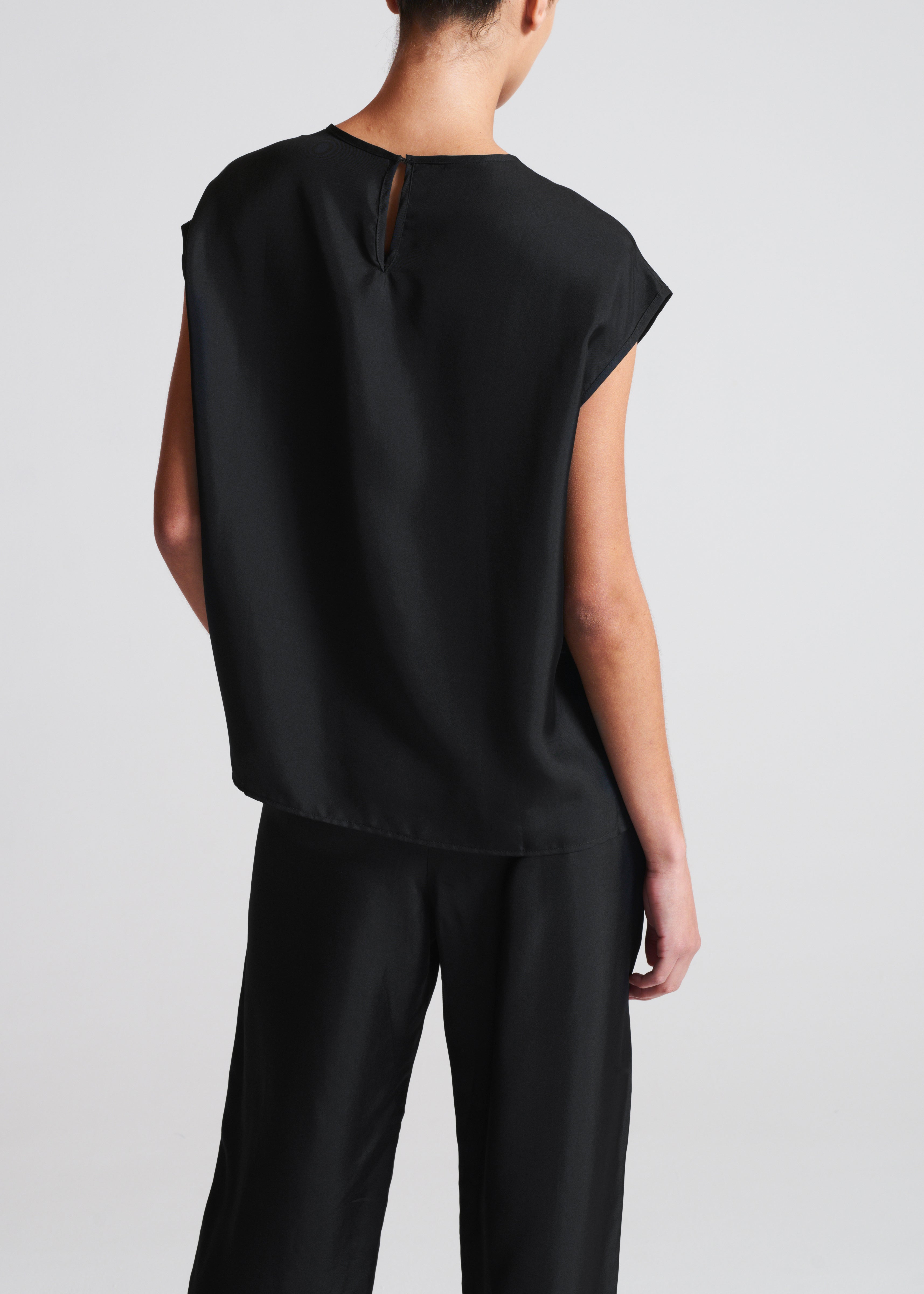 Dasha Top Black Silk Twill