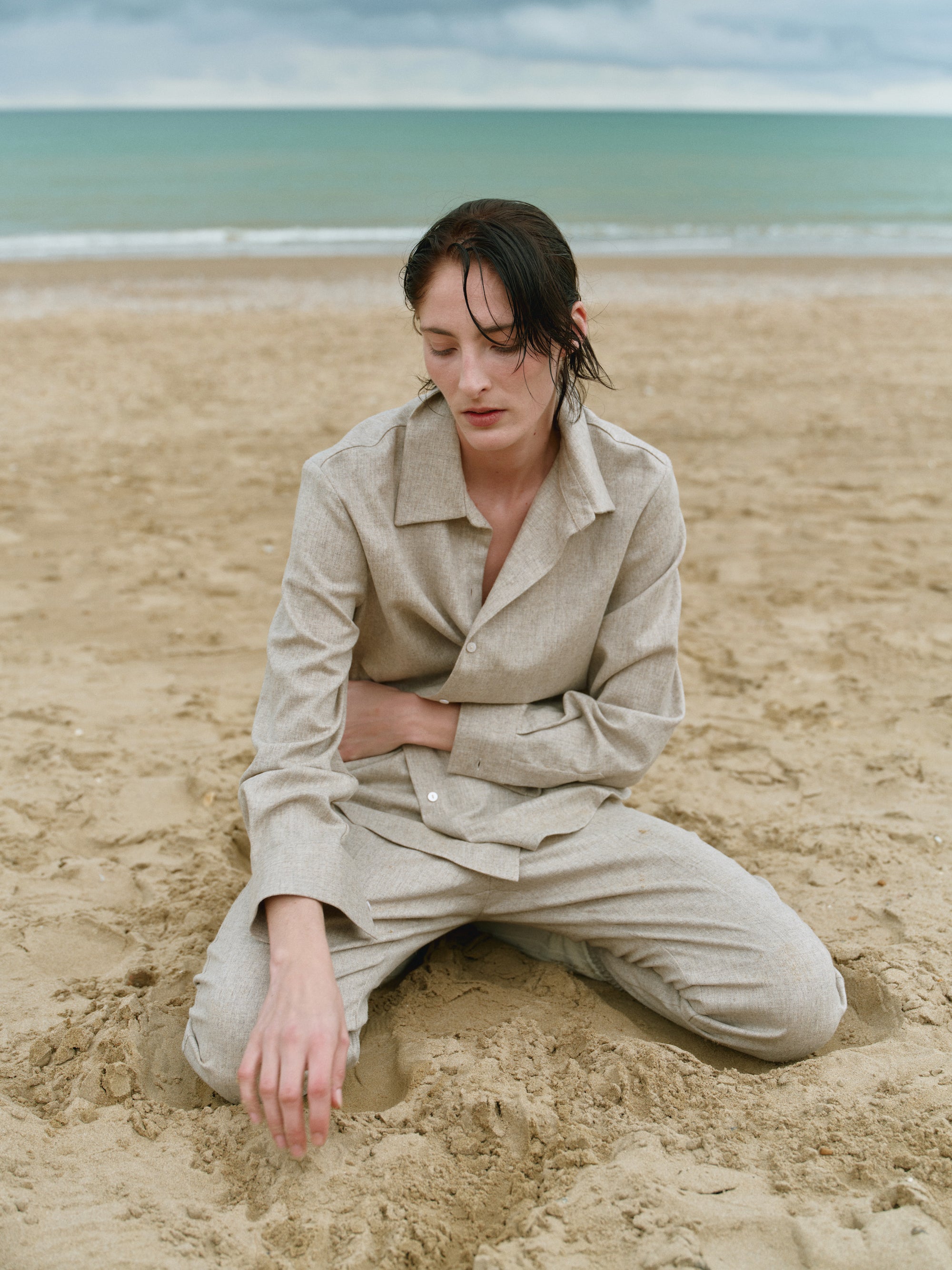 Lazio Trouser Oat Wool Cashmere Flannel