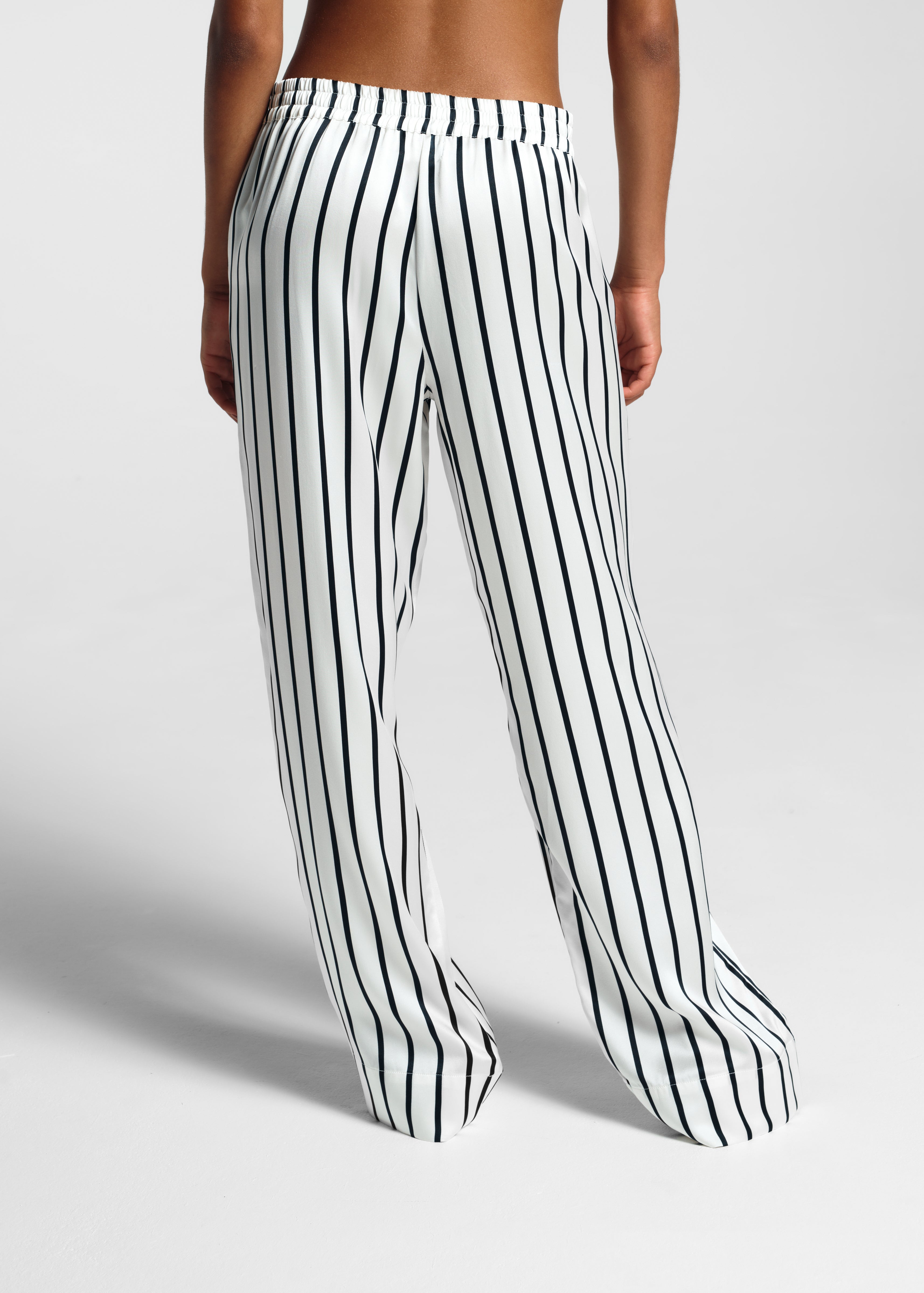 London Black and White Striped Luxury Silk Pyjama Bottom