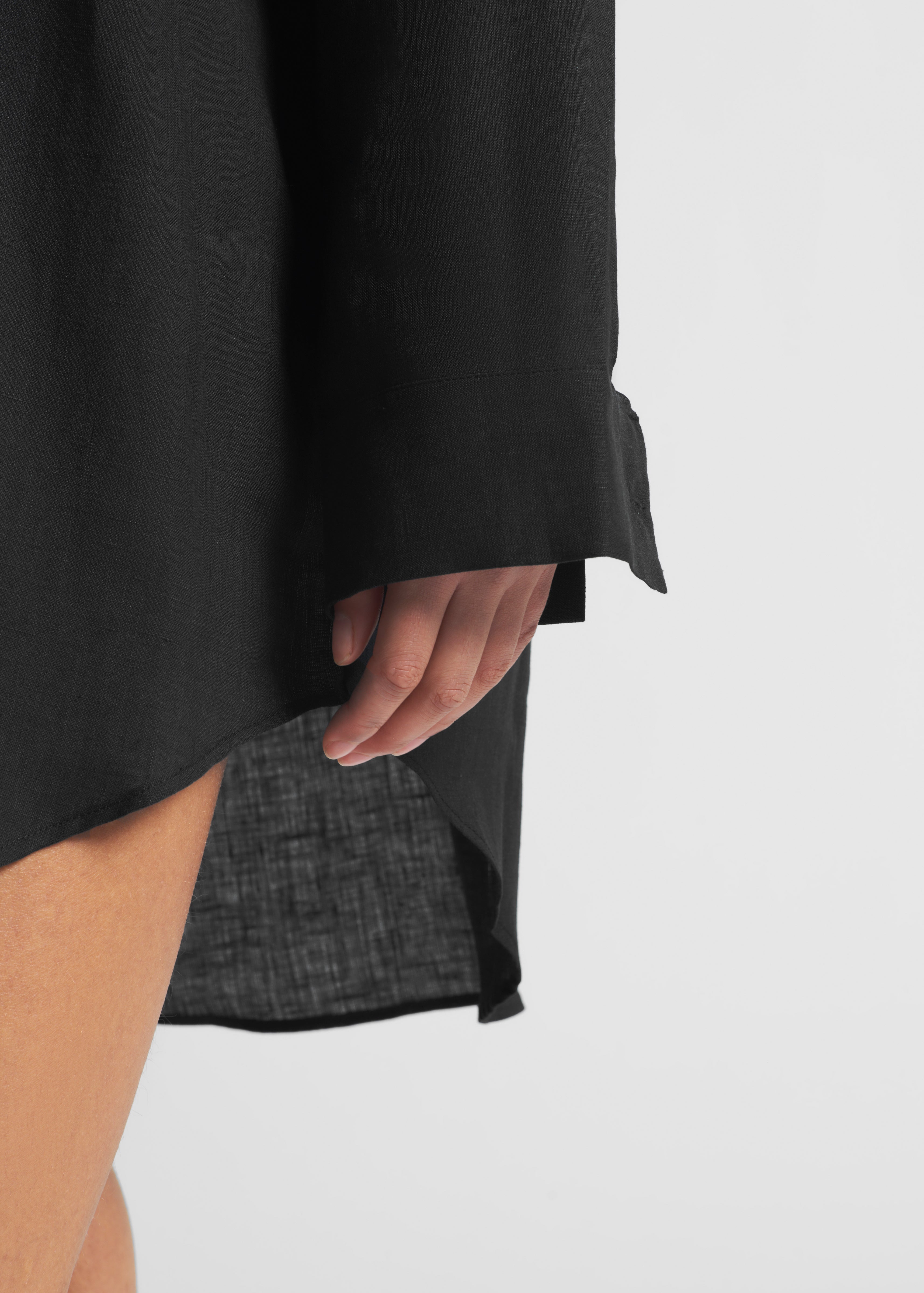 Formentera Oversized Shirt Black Organic Linen