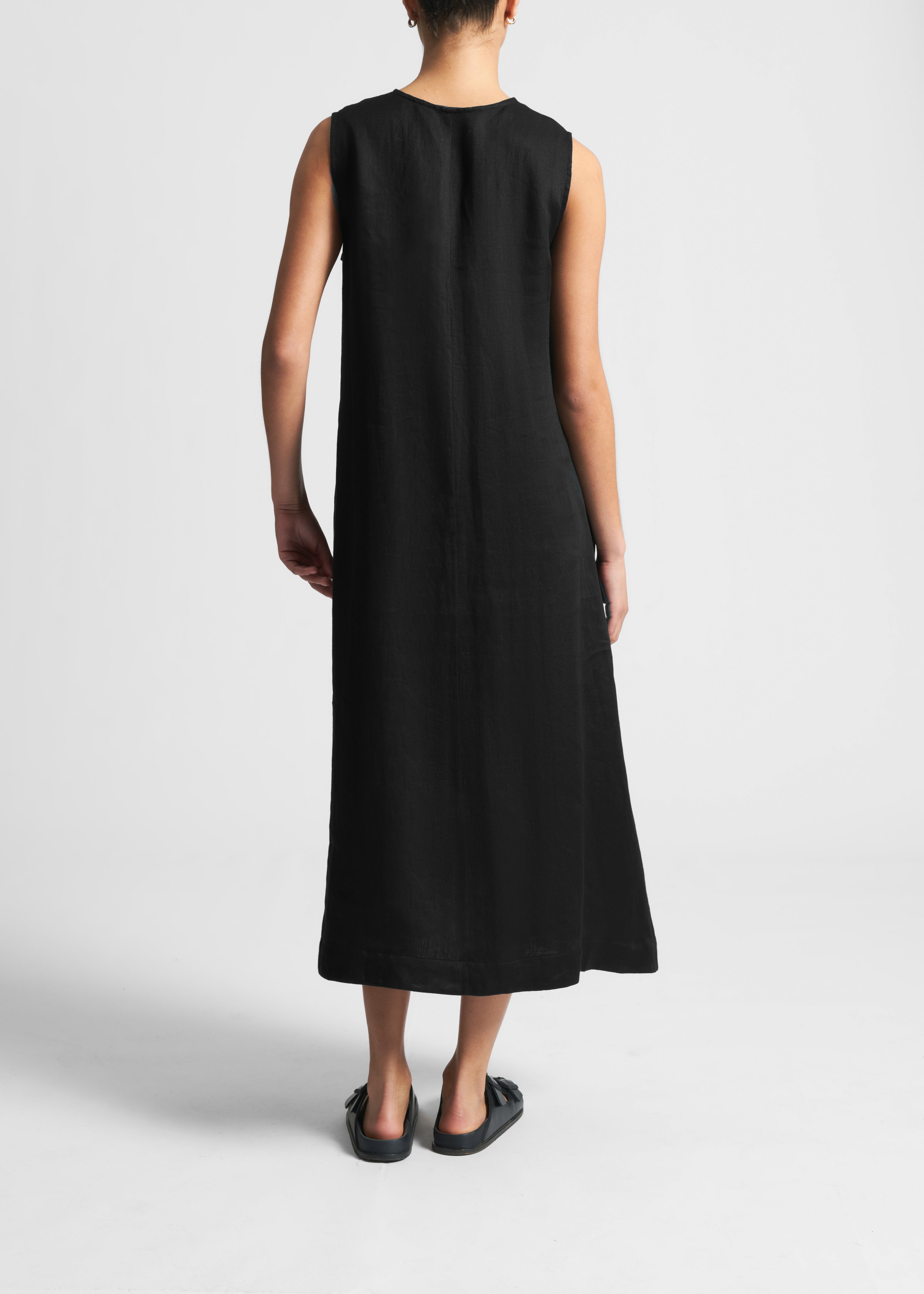 Nisha Dress Black Organic Linen
