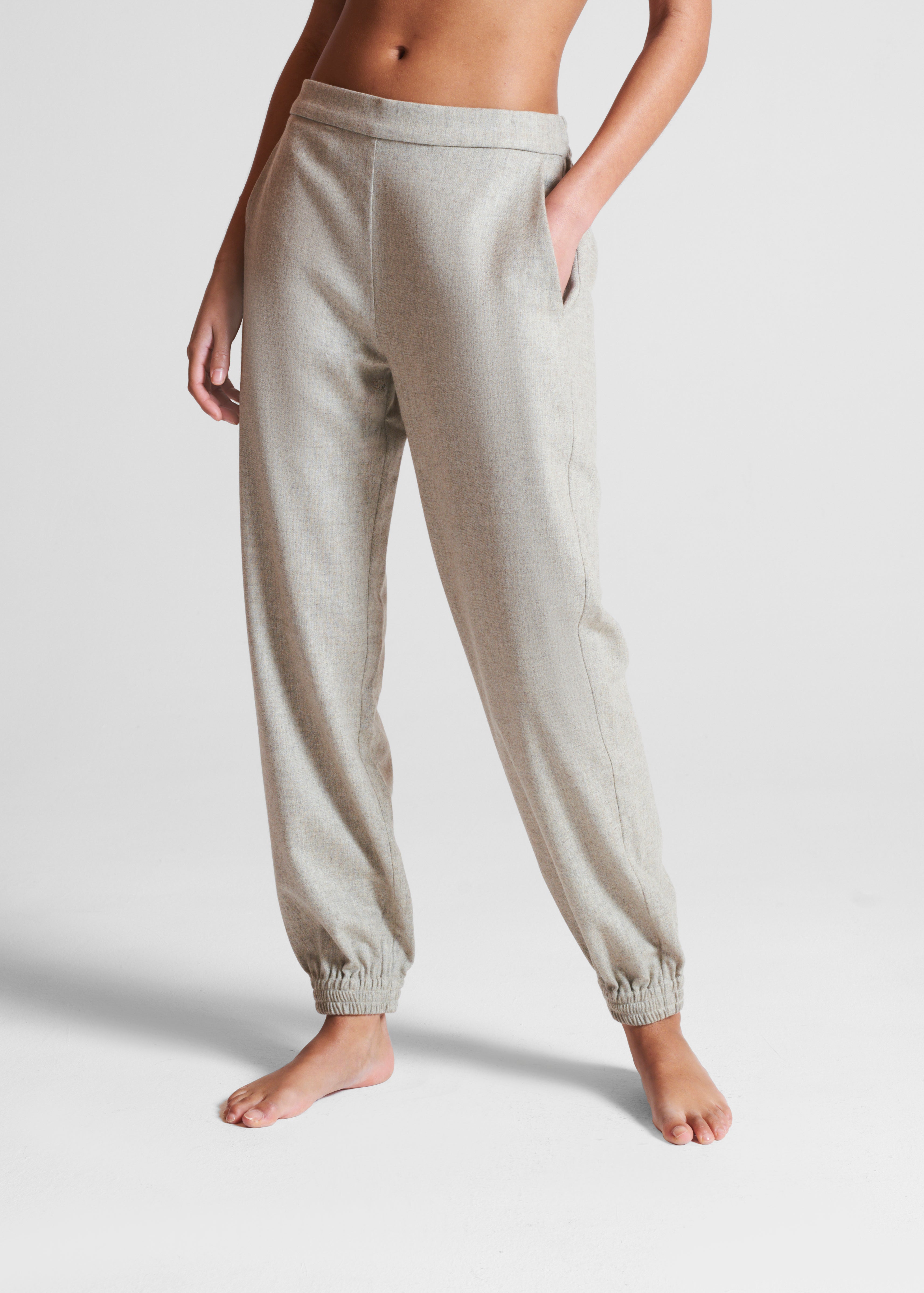 Lazio Trouser Oat Wool Cashmere Flannel