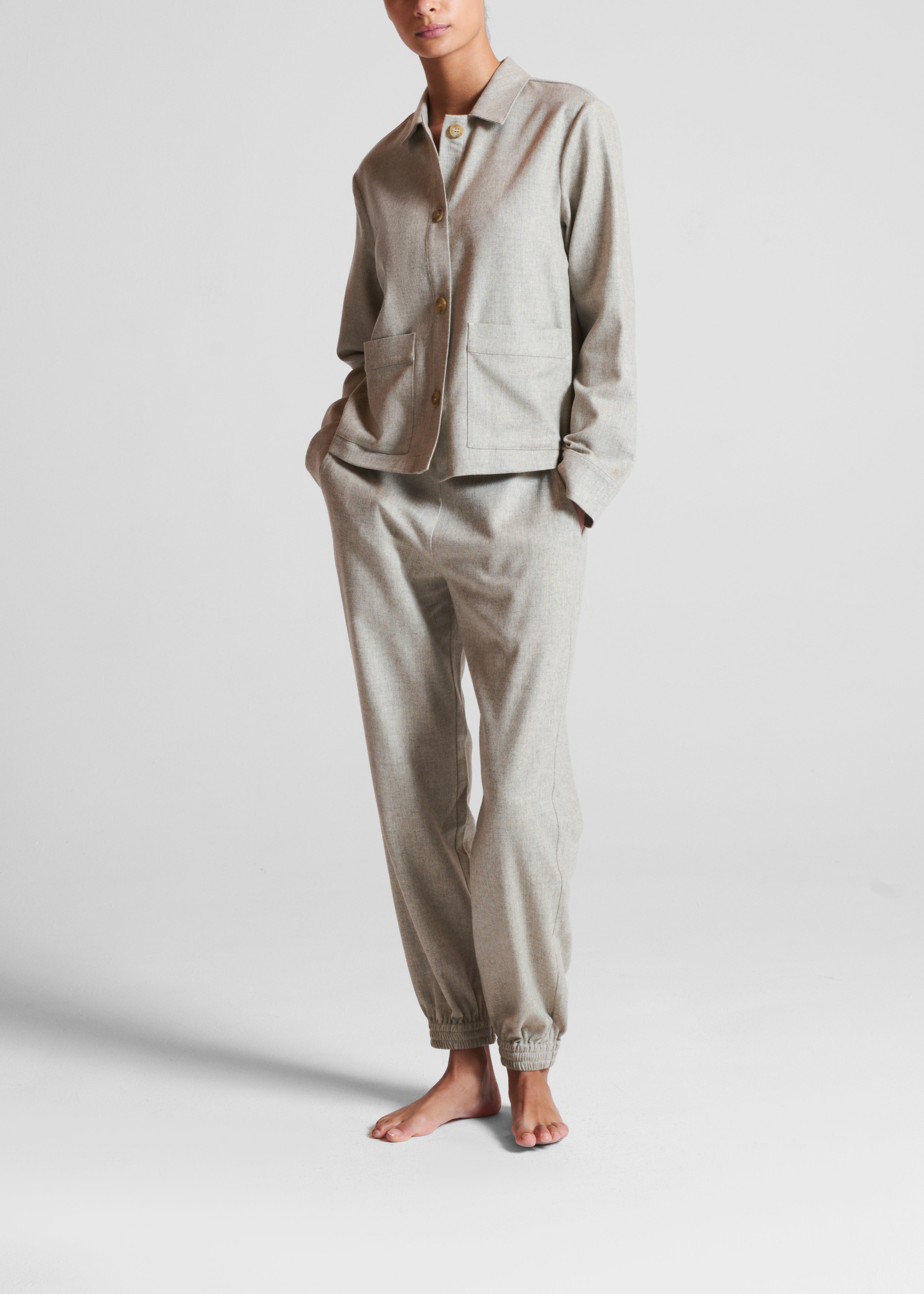 Lazio Trouser Oat Wool Cashmere Flannel