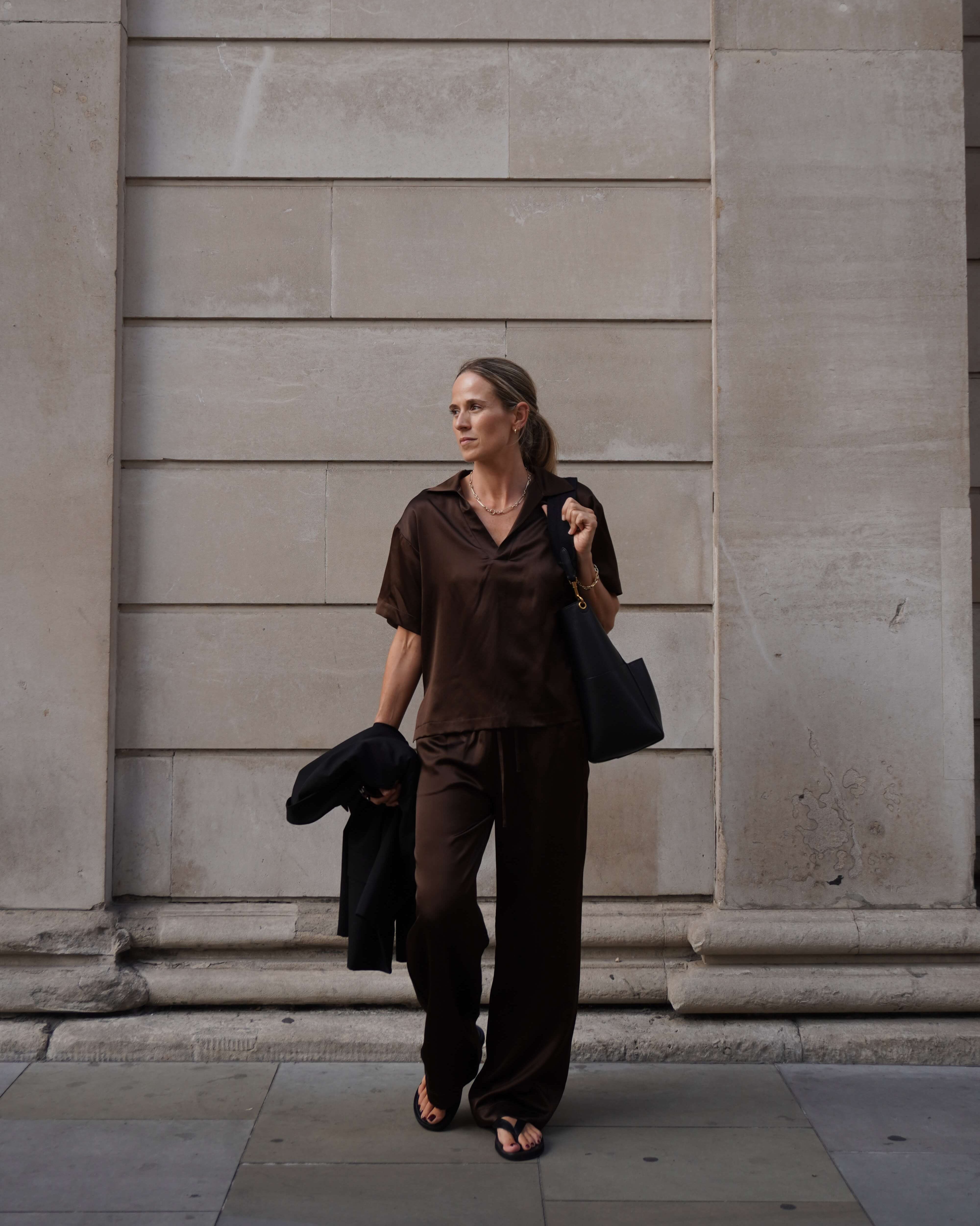 Balancing volume and flow: outerwear silhouettes for loose silk pyjamas