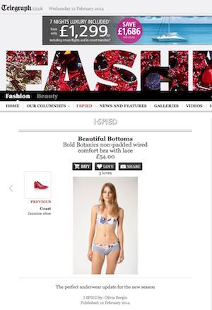 Botanical print non-padded wired bra and matching underwear set worn by model against plain white studio background