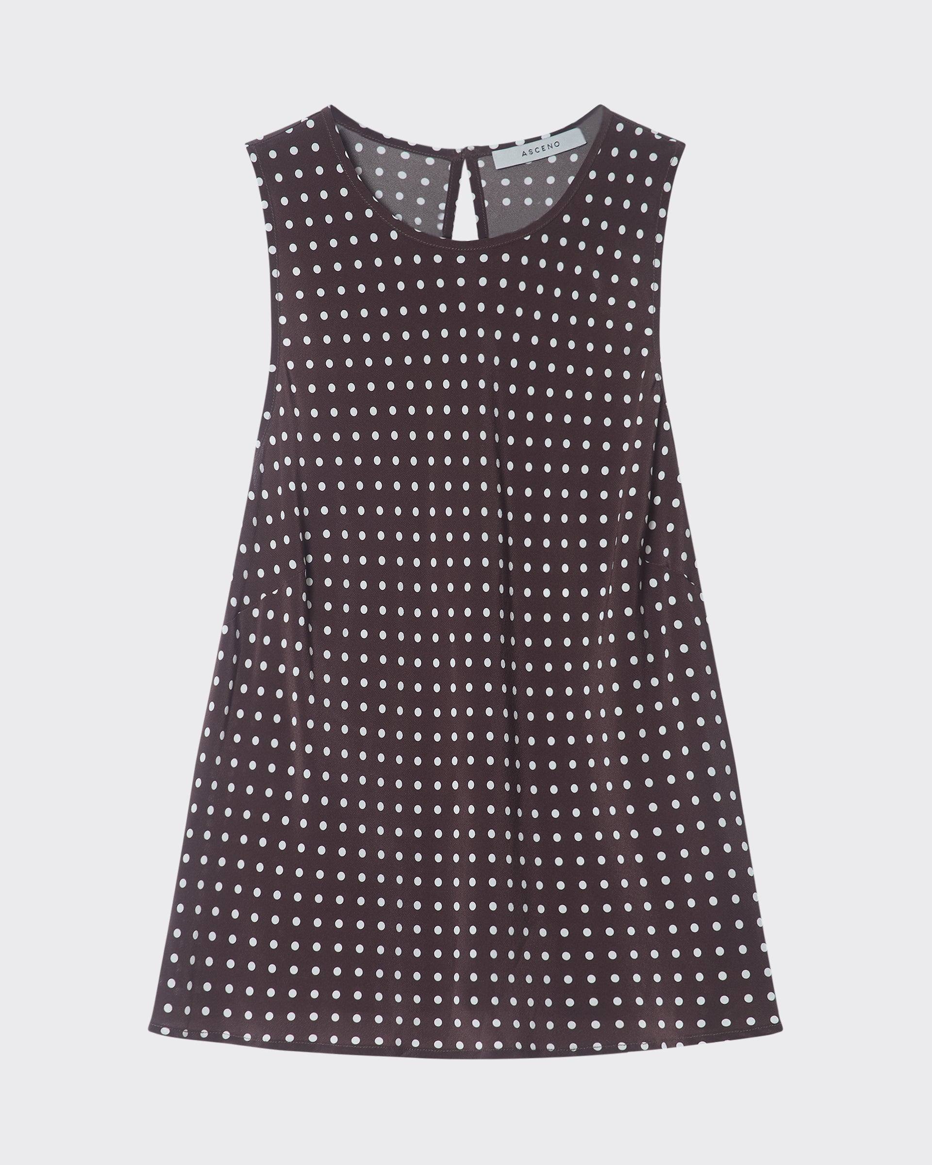 Coro Top Umber Brown Dot Silk Crepe