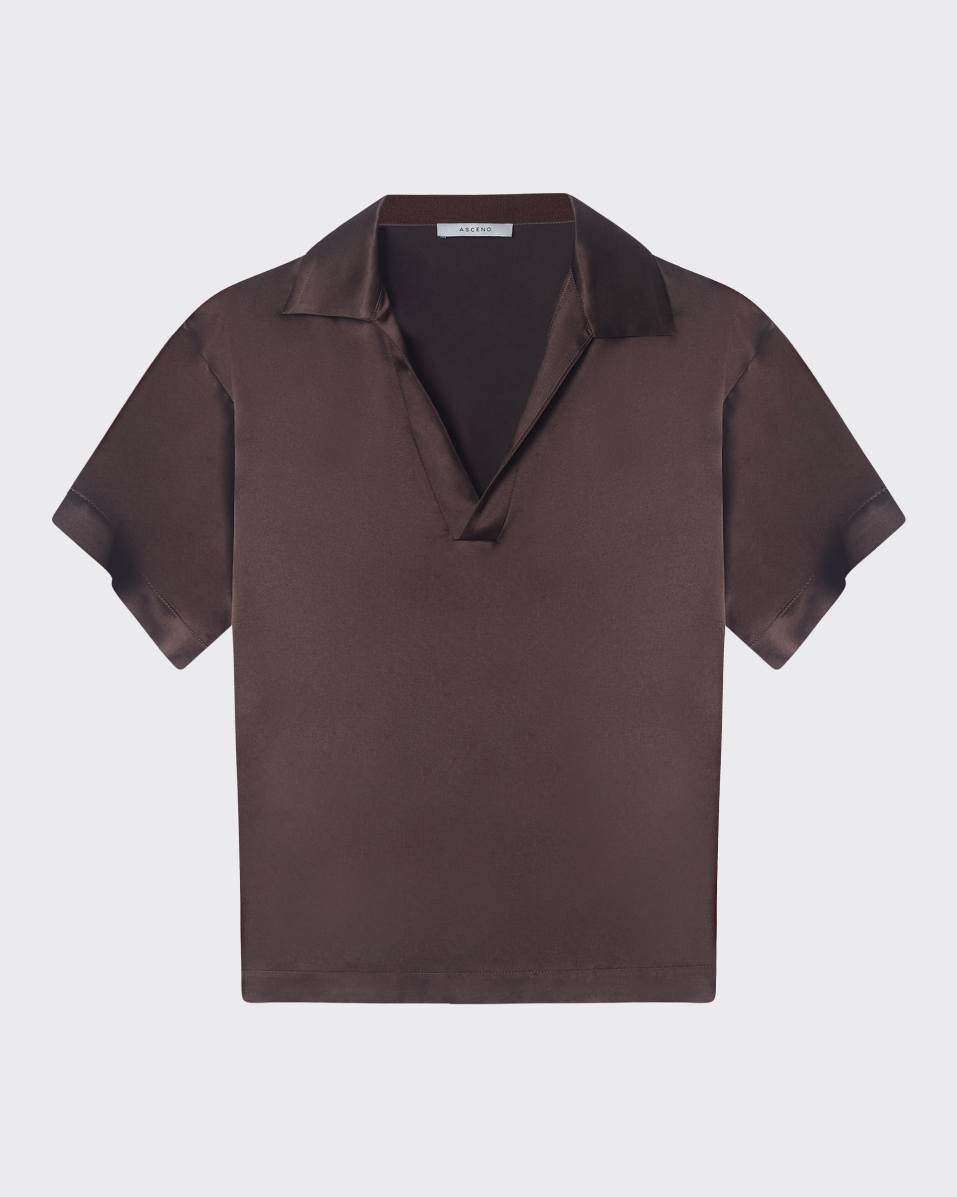 Modena Top Dark Brown Silk Wool Satin
