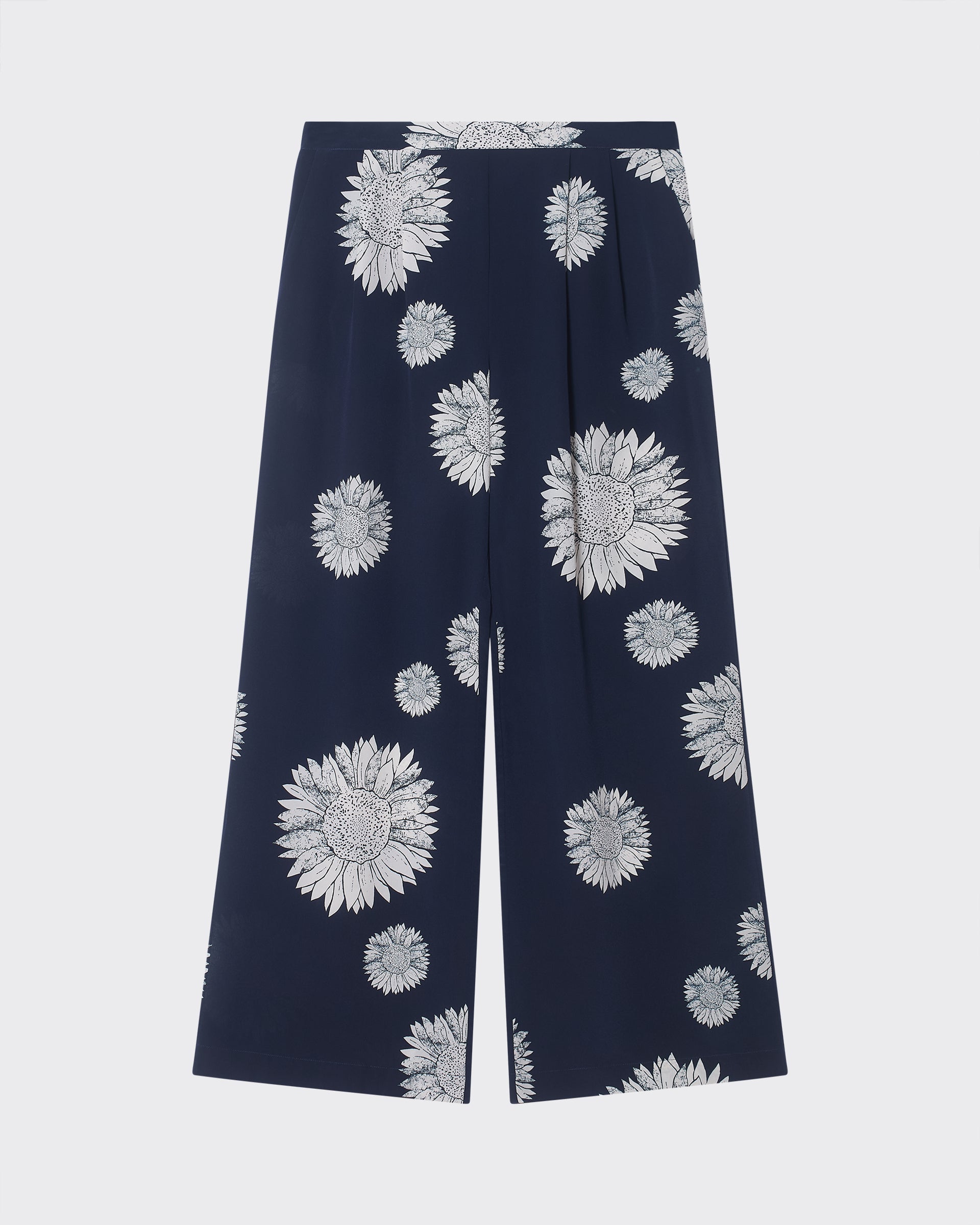 Isola Trouser Navy Sunflower Silk Crepe