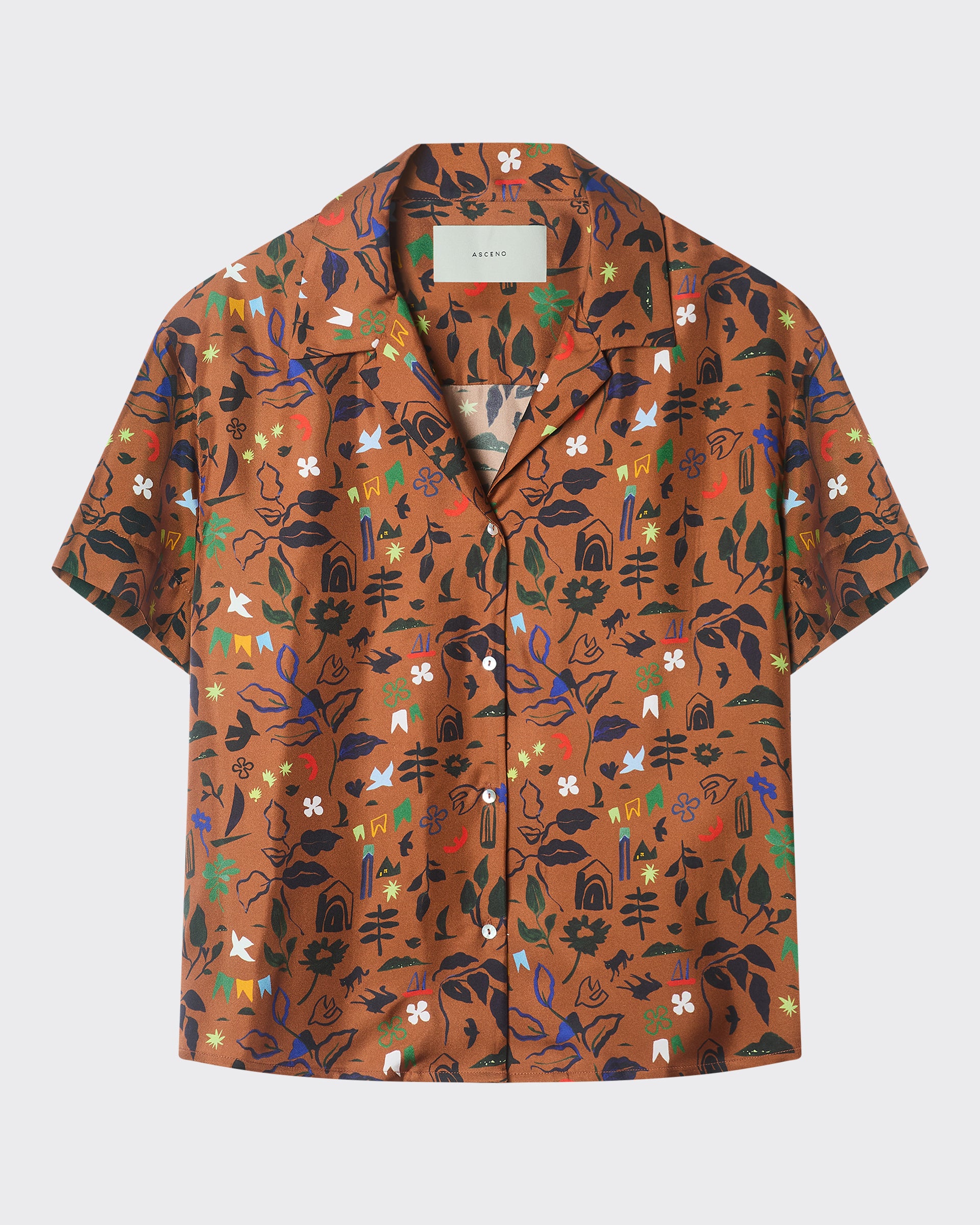 Prague Shirt Surreal Silhouette Bronze Silk Twill