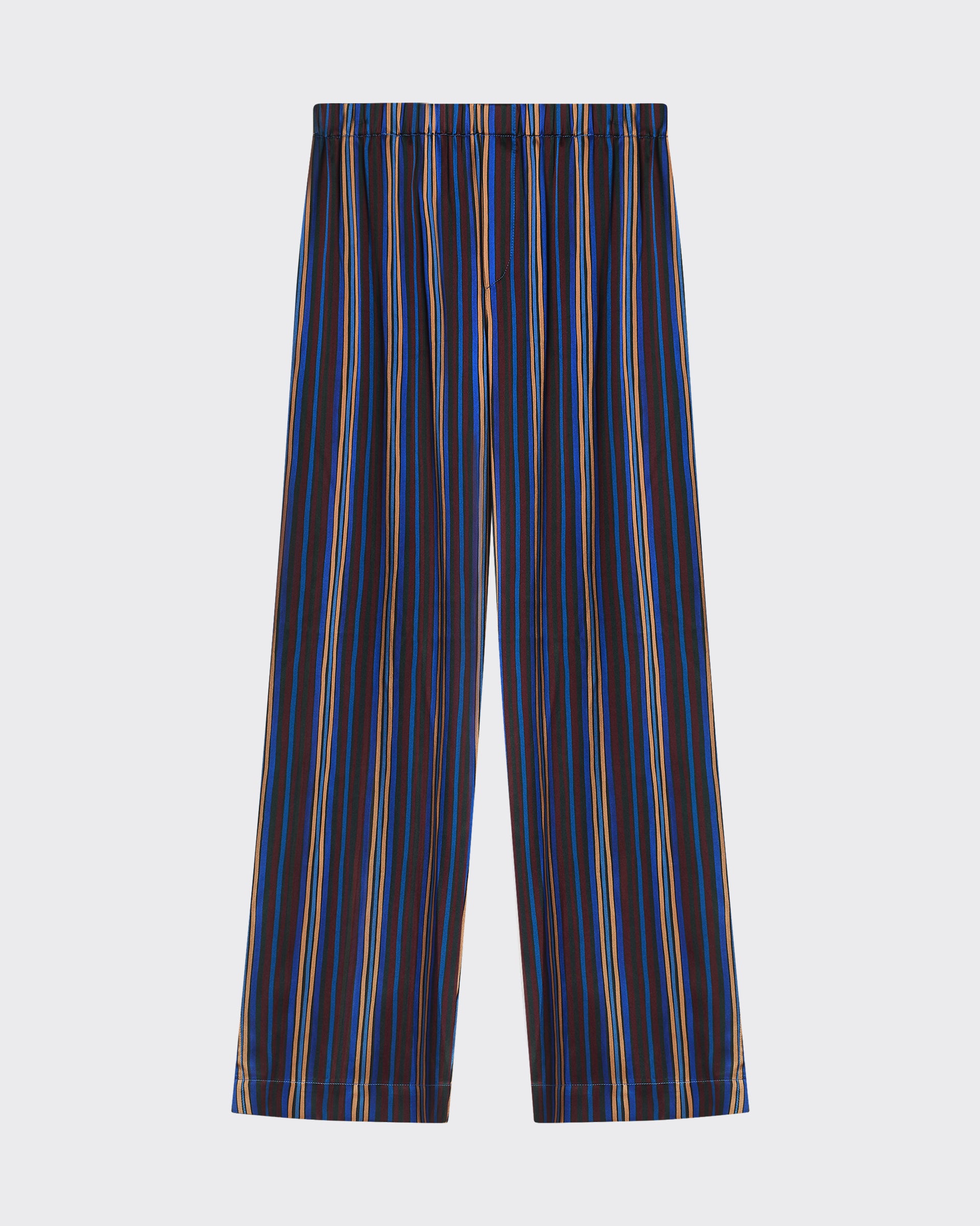 Rosa Trouser Painted Stripe Blue Silk Charmeuse