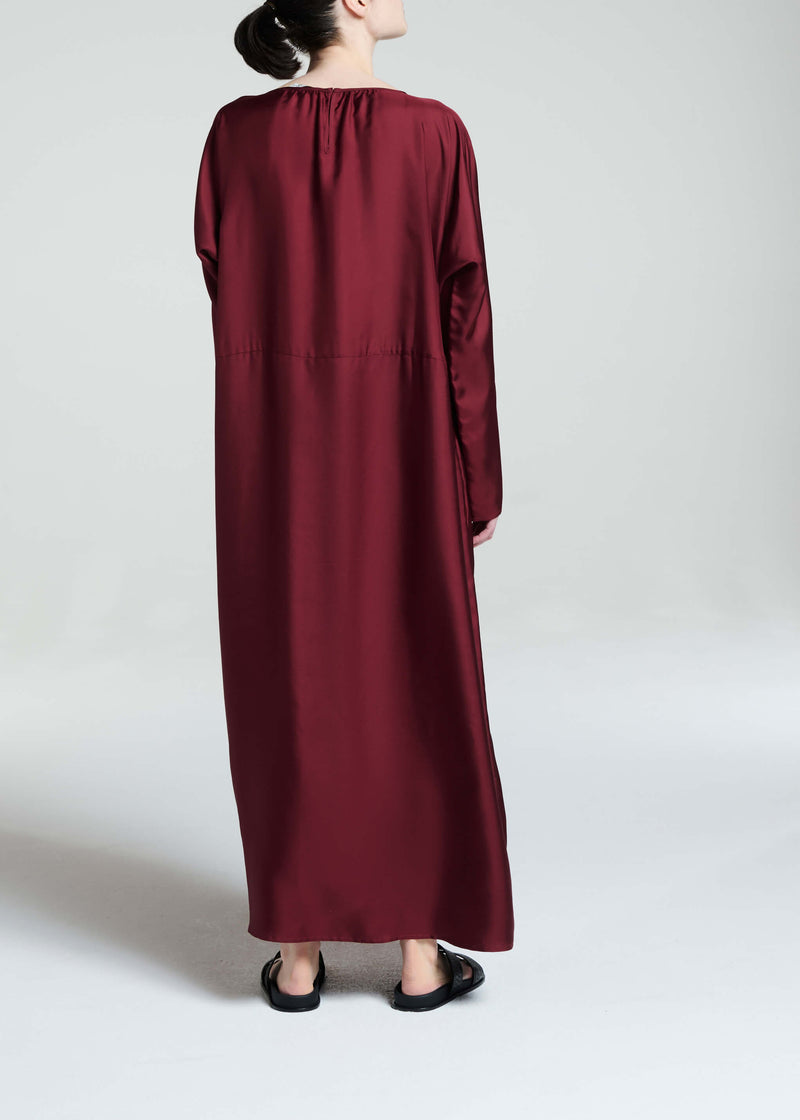 Rhodes Dress Burgundy Silk Twill