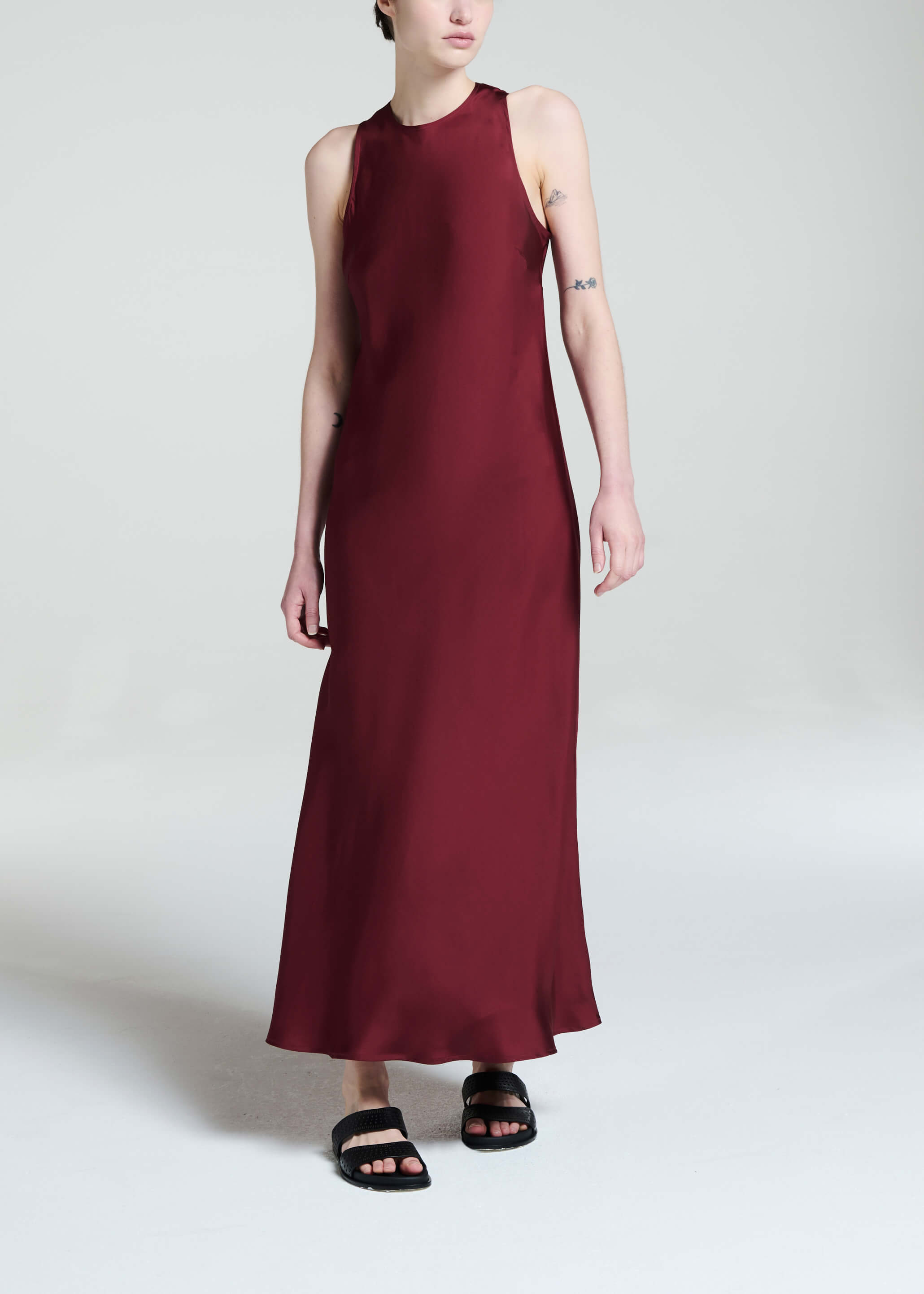 Valencia Dress Burgundy Silk Twill