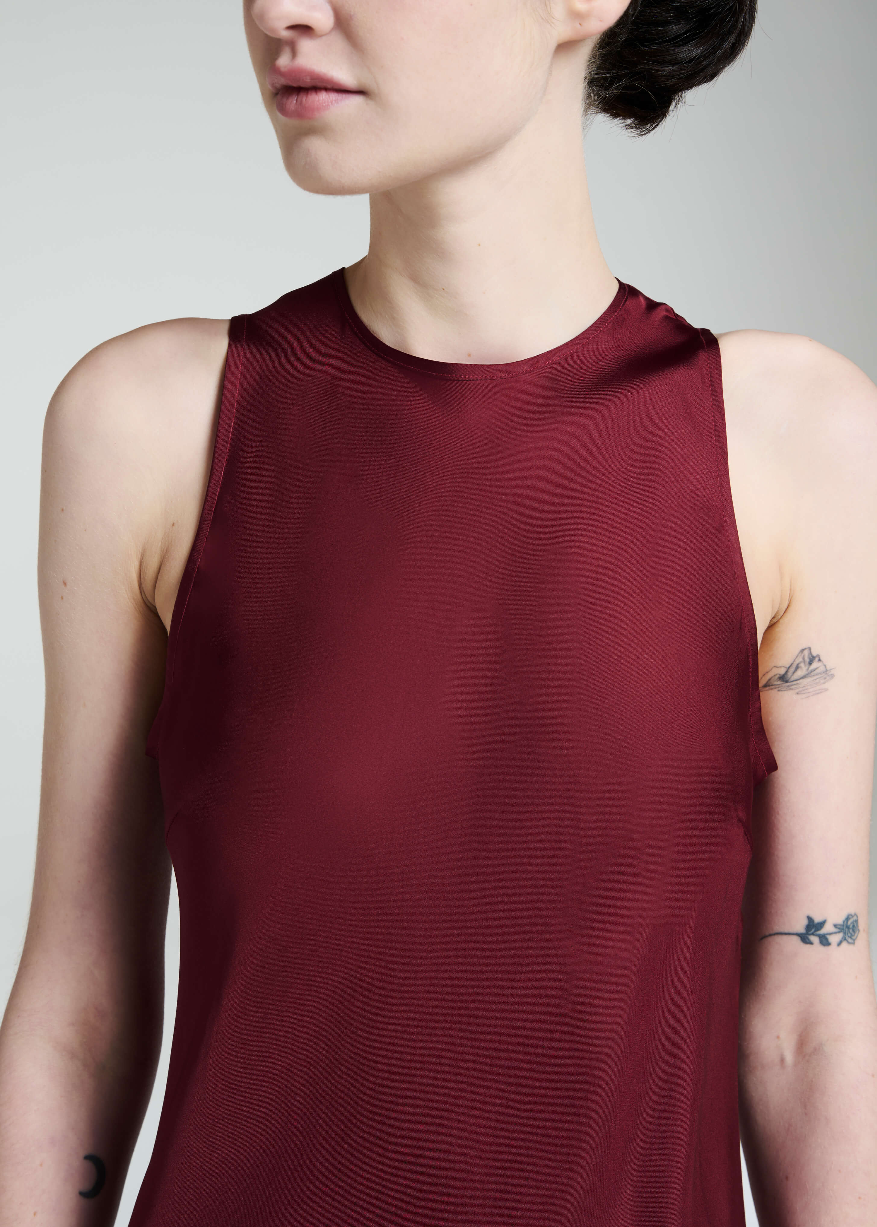 Valencia Dress Burgundy Silk Twill