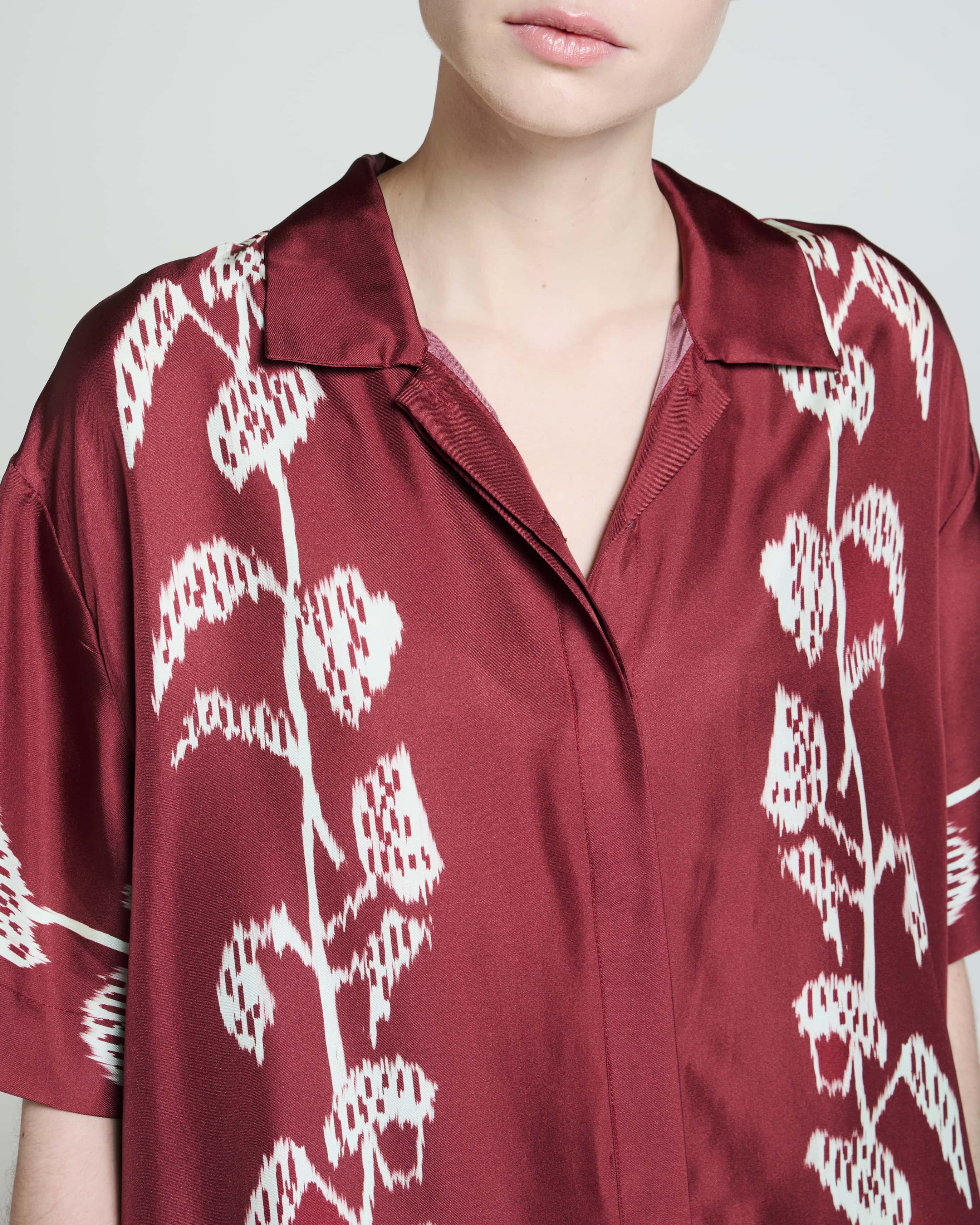 Montauk Shirt Burgundy Vine Silk Twill