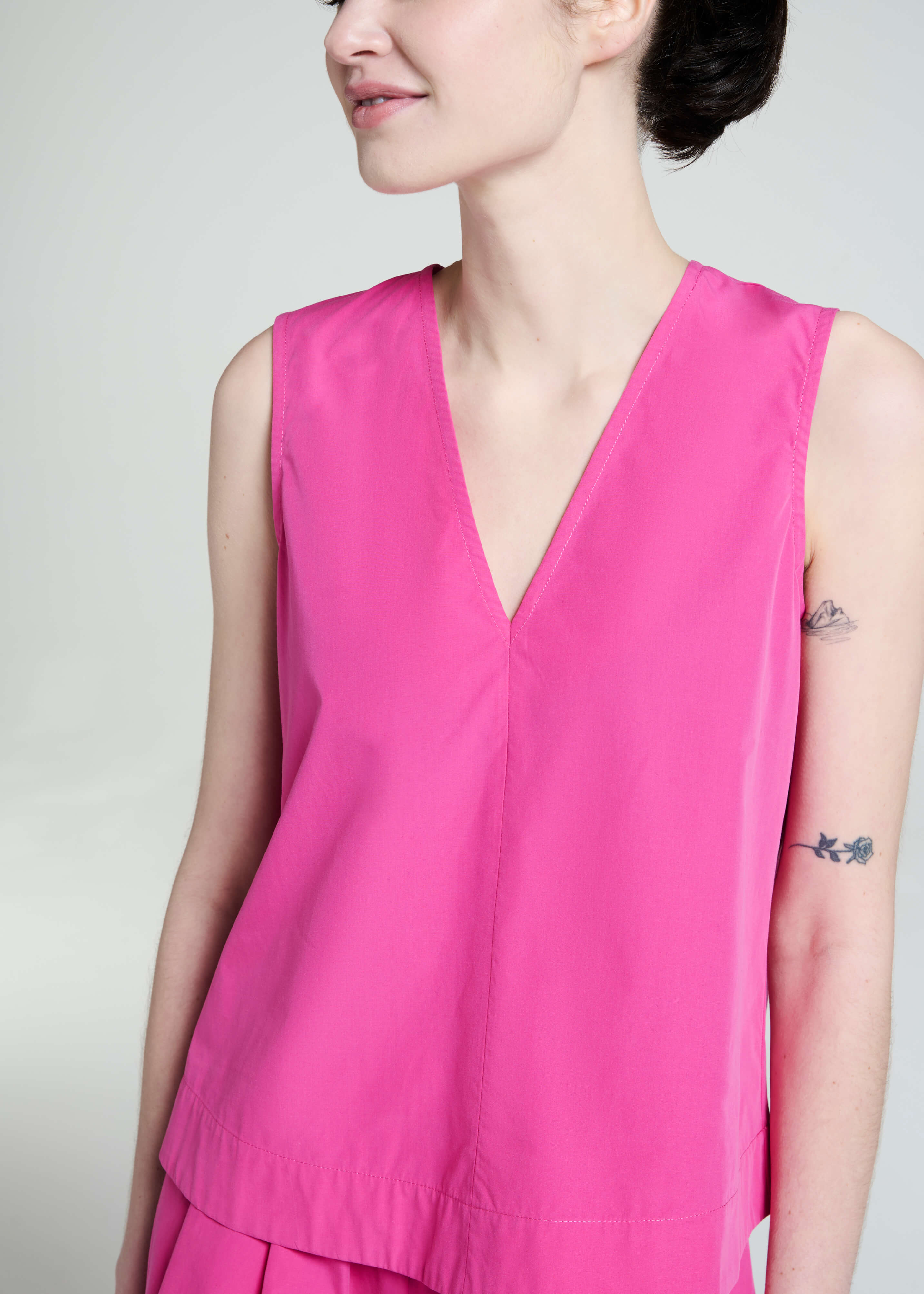 Phoebe Top Cerise Cotton Poplin