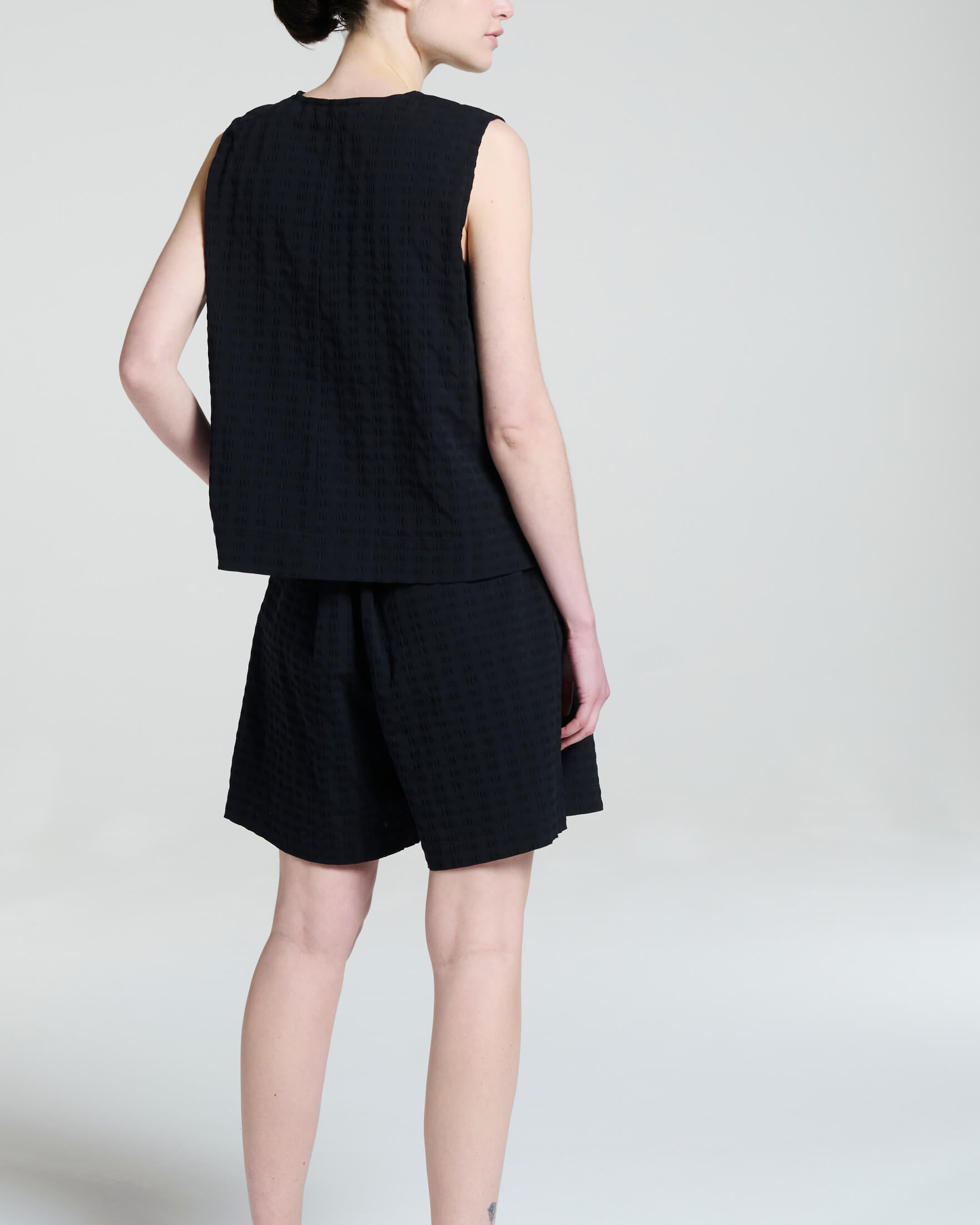Phoebe Top Black Textured Cotton