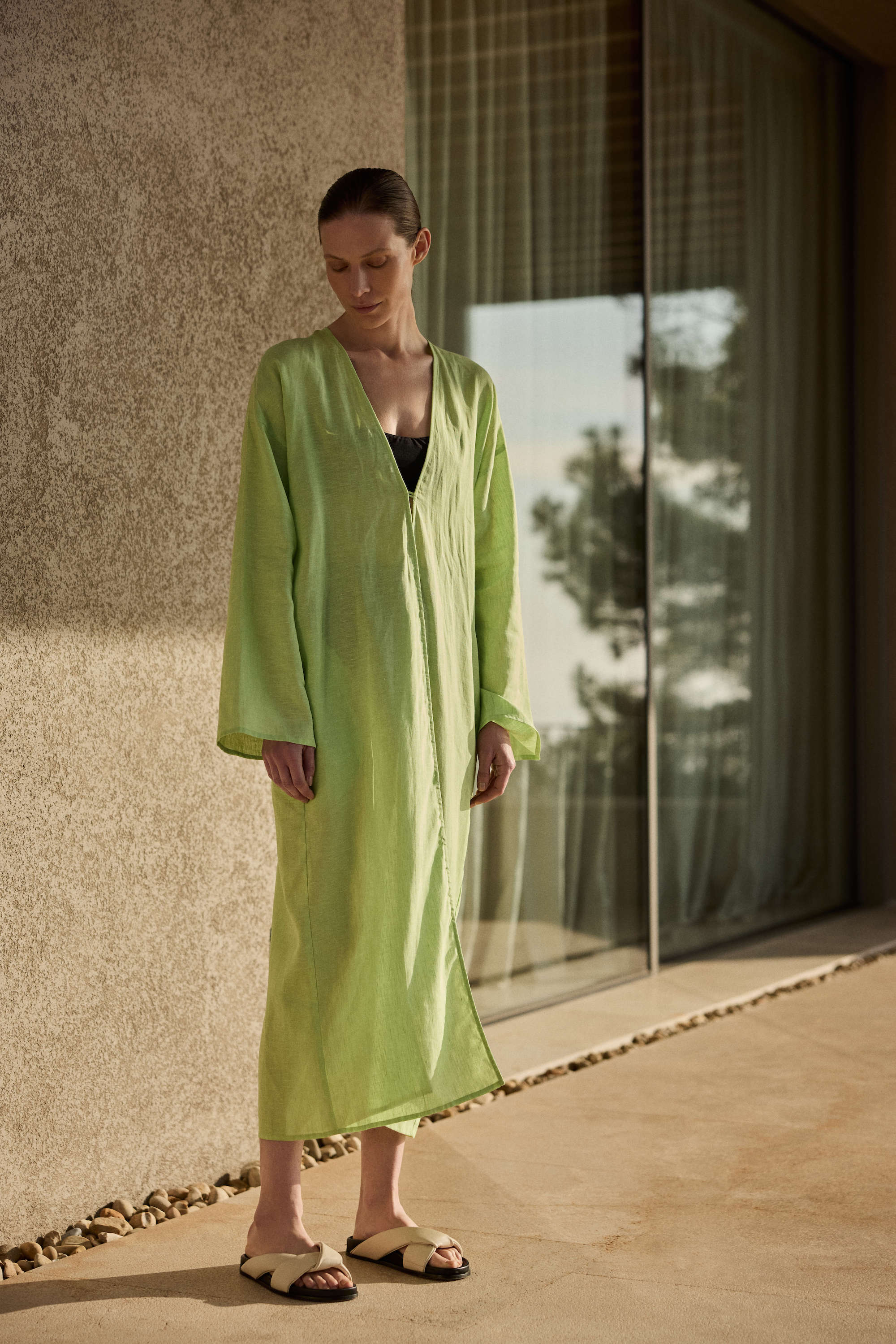 Lorenzo Robe Citrus Green Linen