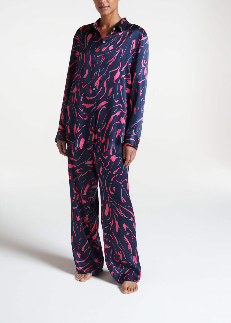 London Pyjama Bottom Navy Tide Silk Charmeuse