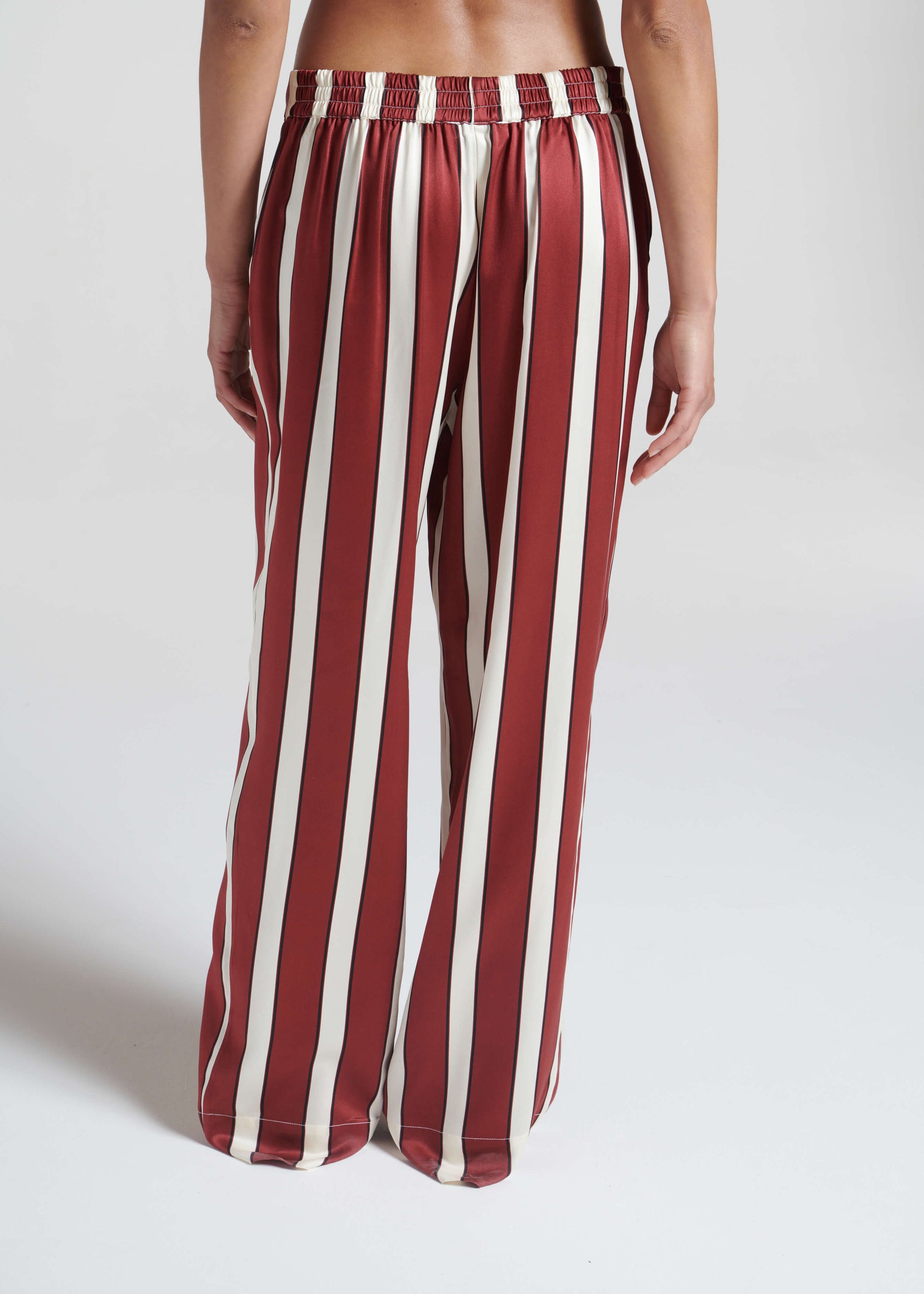 London Pyjama Bottom Ruby Bold Stripe Silk Charmeuse